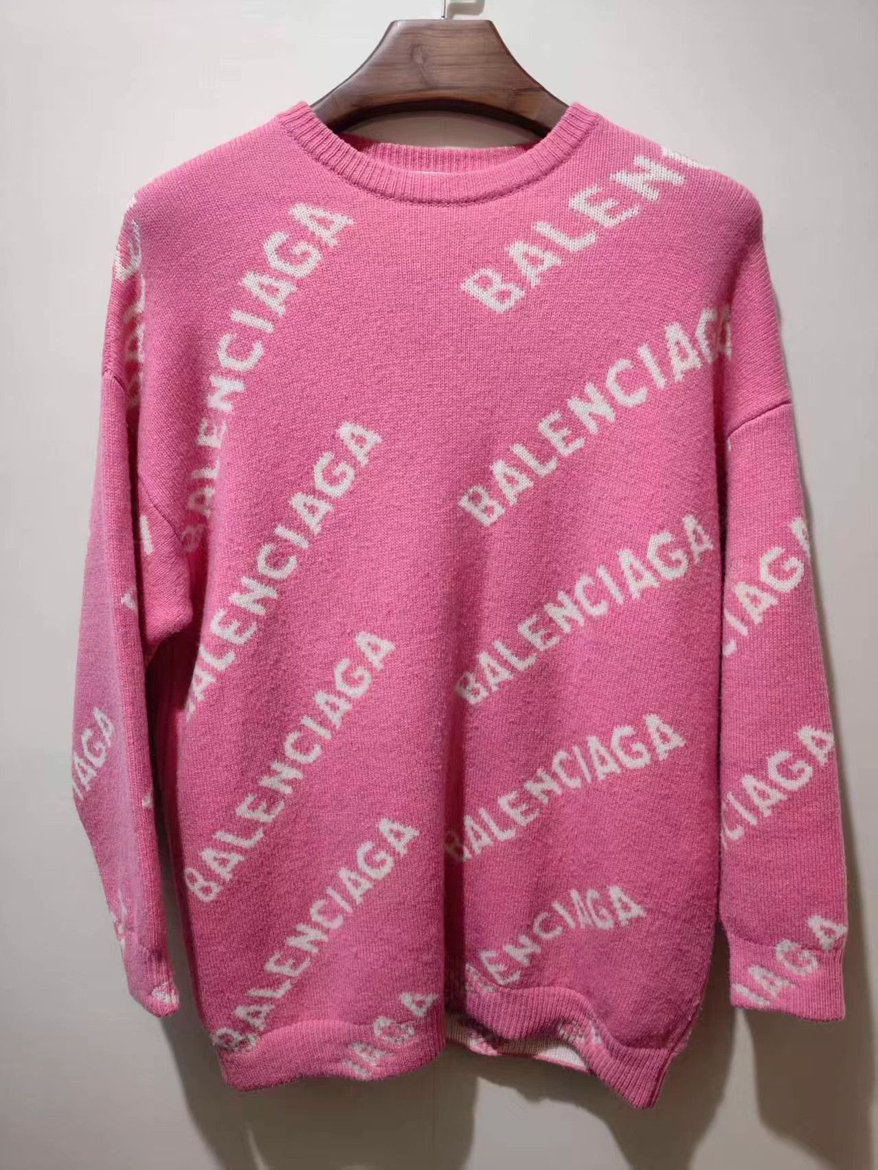 Balenciaga Pink Oversized Sweater with All-Over Print Size US XS / EU 42 / 0 - 1 Thumbnail