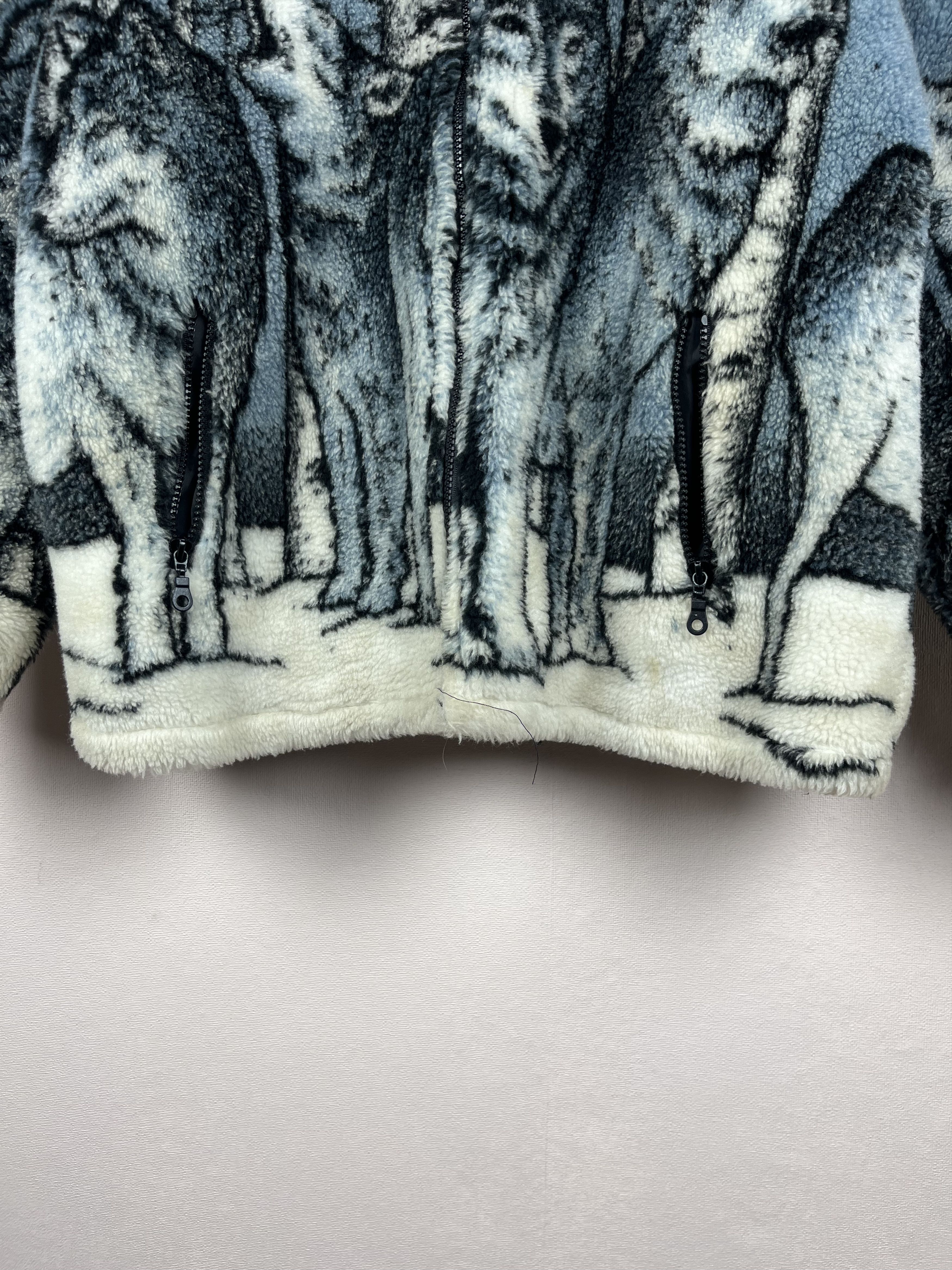Vintage Vintage Wolf Sherpa Fleece Jacket Art Animal All Over Print Size US L / EU 52-54 / 3 - 2 Thumbnail