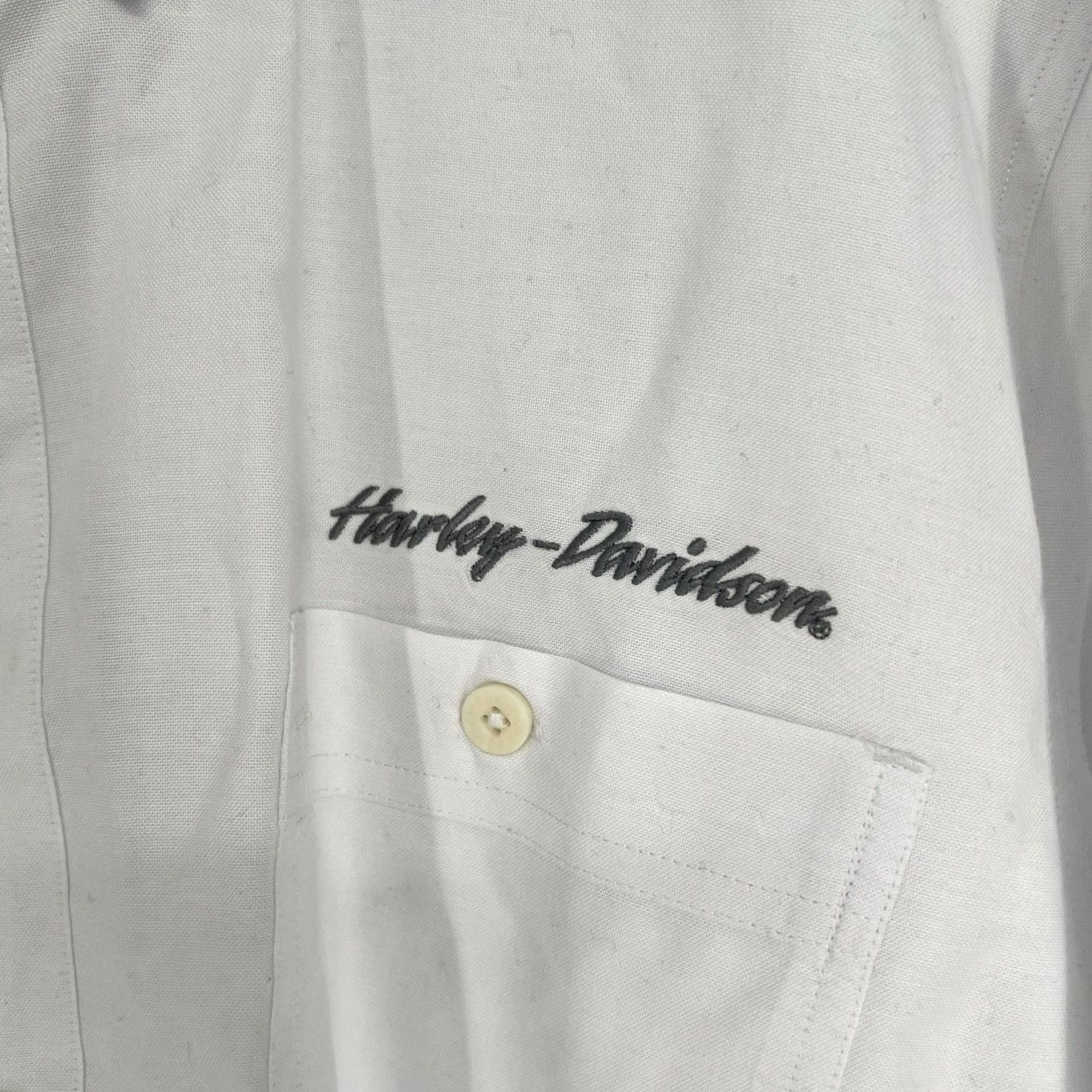 Harley Davidson VINTAGE Harley-Davidson Shirt Mens XL White Oxford Button-Up Embroidered Modern Classics Size US XL / EU 56 / 4 - 3 Thumbnail