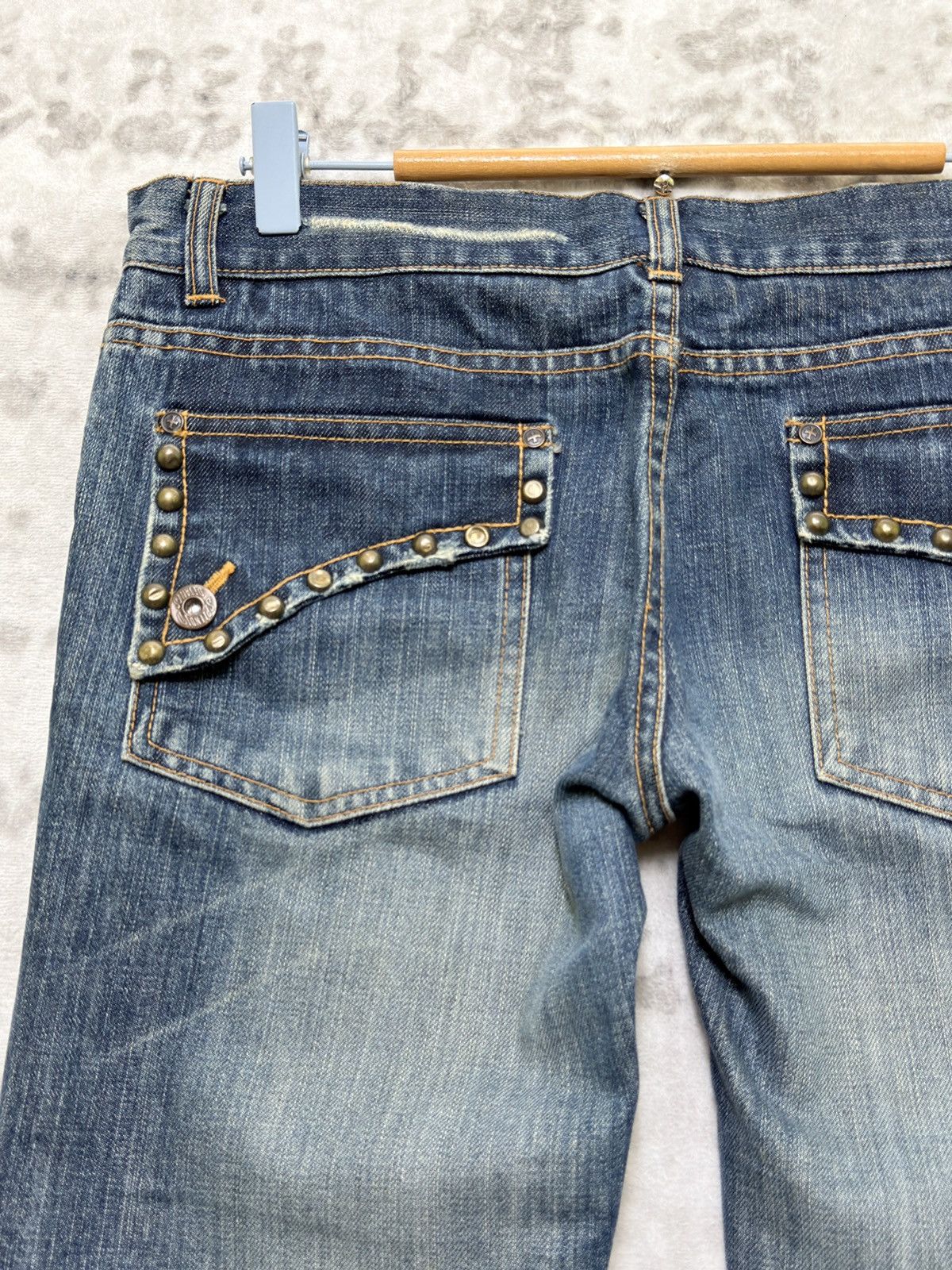 Japanese Brand Splendid Low Rise Distressed Flare Jeans Y2K Grunge Size US 32 / EU 48 - 11 Thumbnail