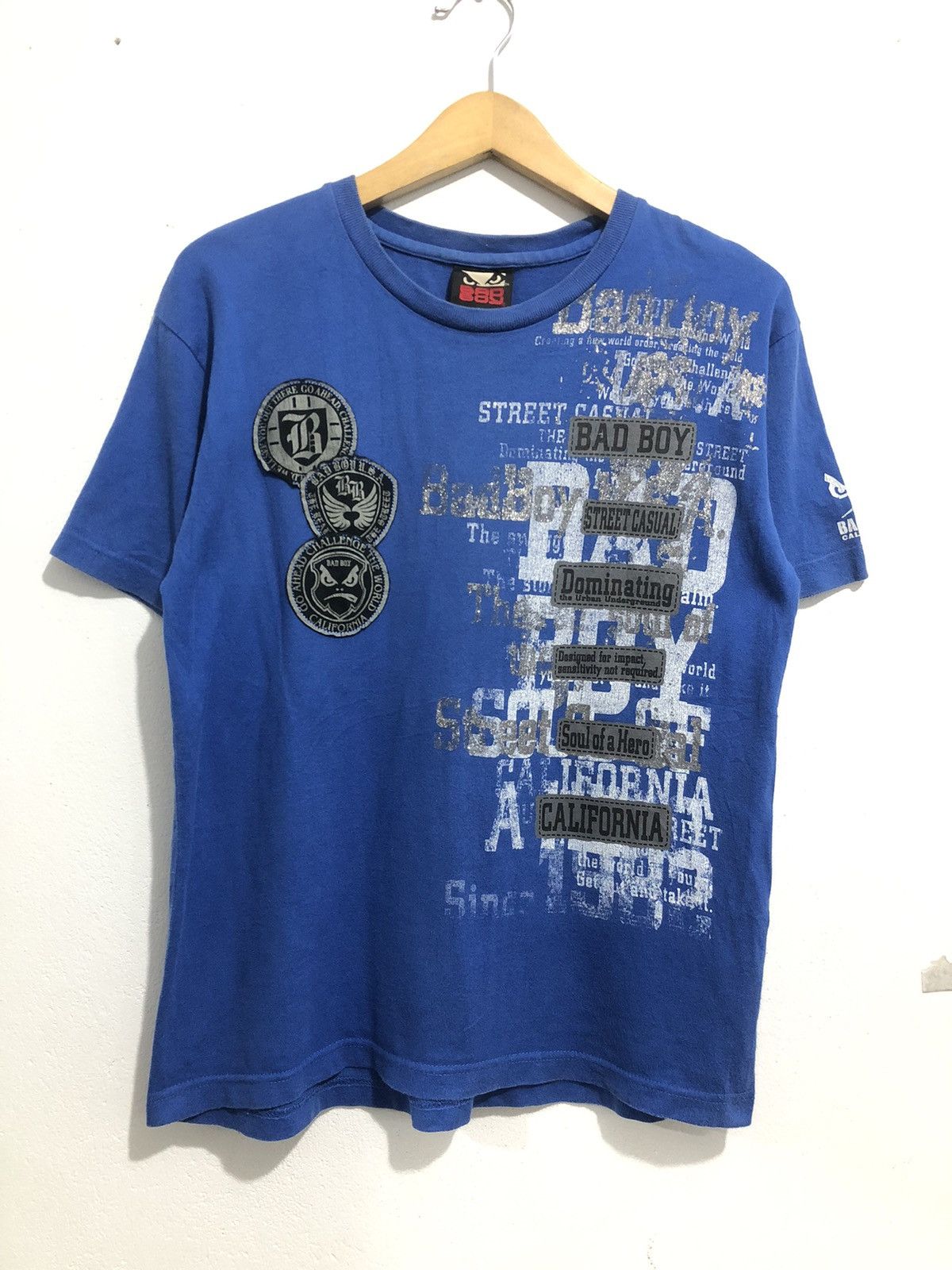image of Beauty Beast x If Six Was Nine Badboy Tribal Tshirt Poem Rock Style in Blue, Men's (Size Large)