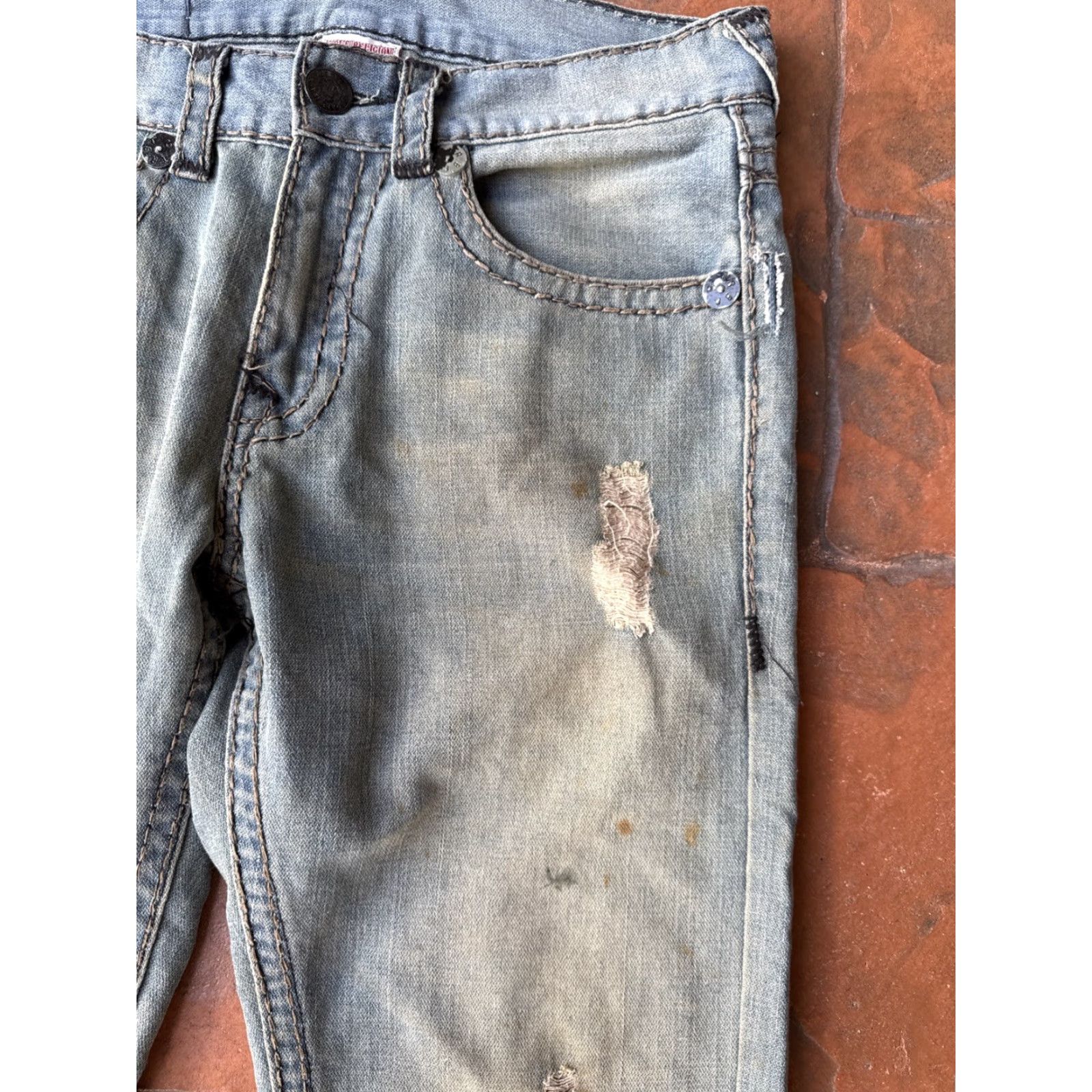 True Religion VINTAGE True Religion Jeans 5-Pocket Denim Distressed Ricky Straight 32 Blue Mens United States USA Size US 32 / EU 48 - 4 Thumbnail