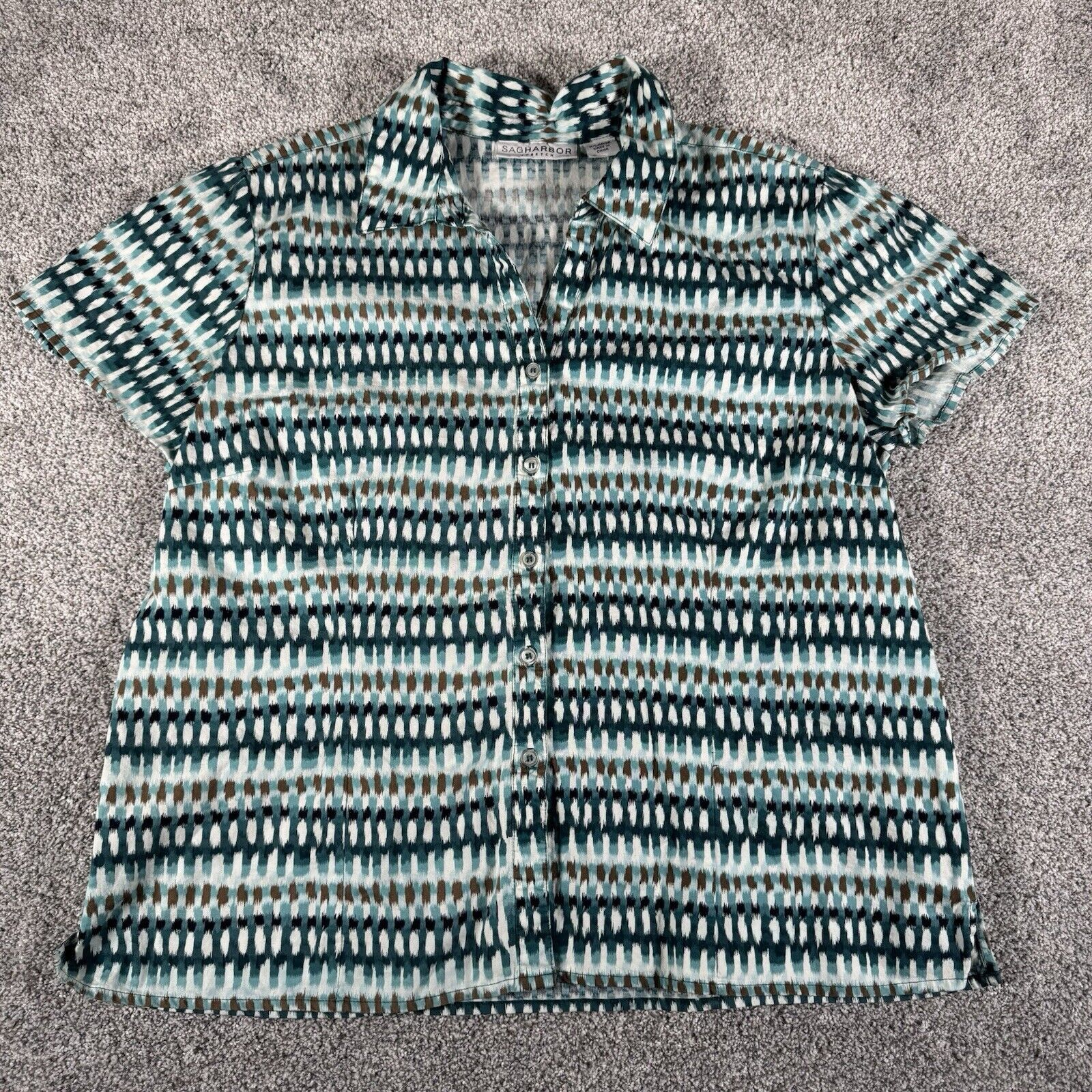 Other Sag Harbor Blouse Womens XL Stretch Tribal Ikat Artsy Y2K Size XL / US 12-14 / IT 48-50 - 1 Thumbnail