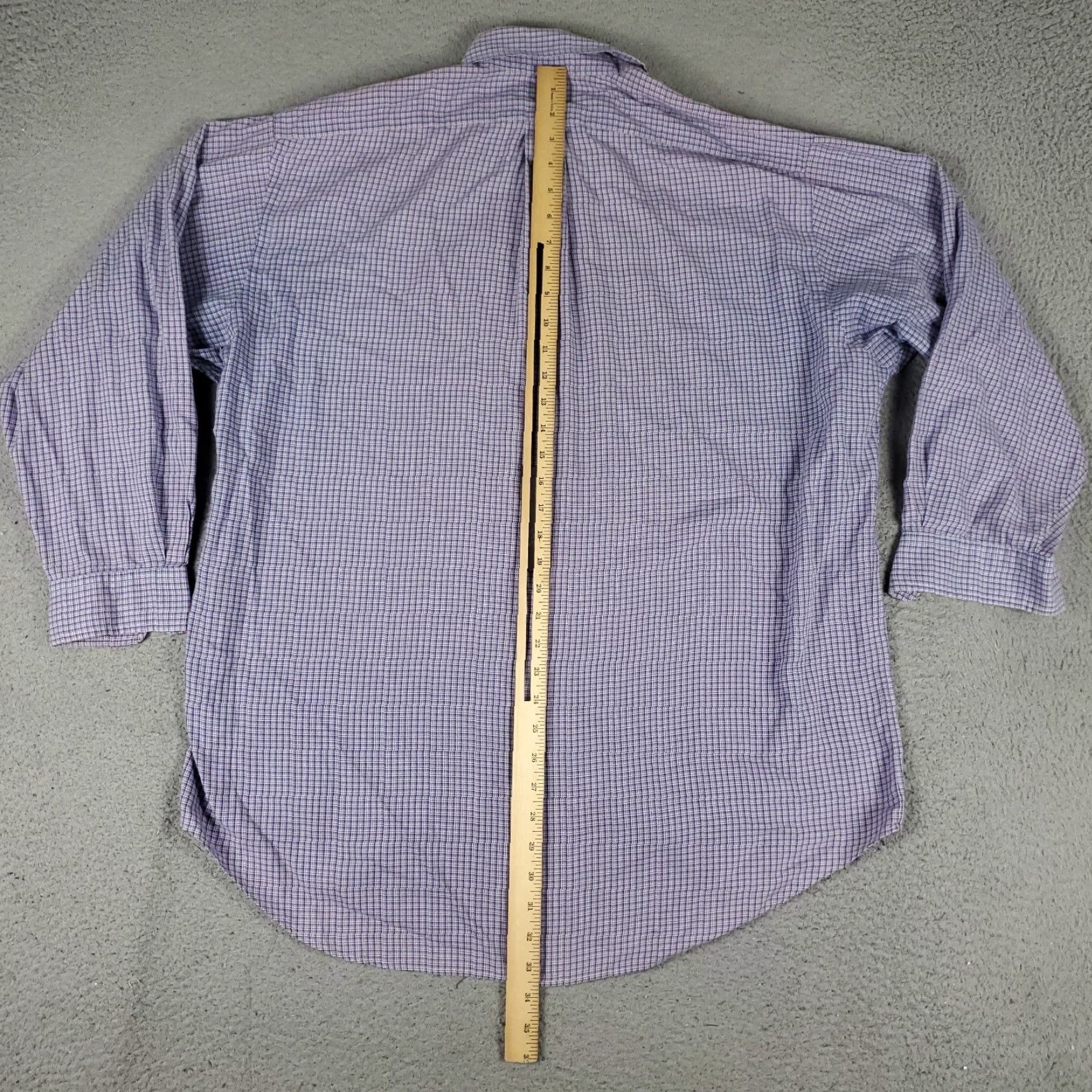 Ralph Lauren VINTAGE Ralph Lauren Shirt Mens 16.5 Purple Plaid Pony Dress Button Up Long Sleeve Adult Regular Barrel Cuff 16.5 Purple Polo/Classic/Workwear Mens Size 42R - 4 Thumbnail