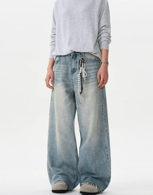 Japanese Brand American street retro cleanfit washed distressed jeans Size US 32 / EU 48 - 3 Thumbnail