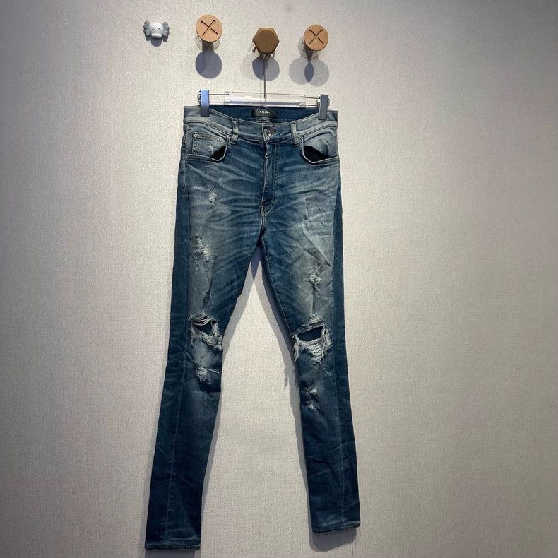 Amiri Amiri Blue Distressed Destroyed Jeans Size US 32 / EU 48 - 1 Thumbnail