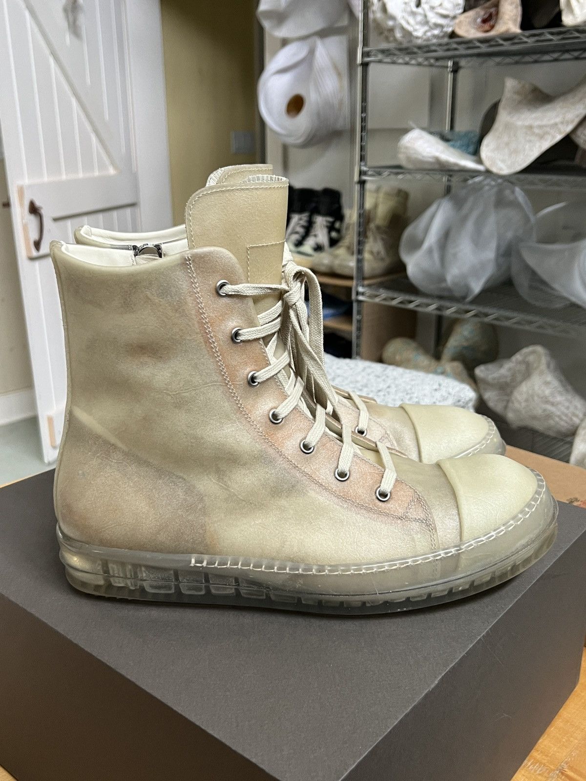 Rick Owens SS23 'EDFU' Transparent Leather Ramones (45 Rick Owens SS23 'EDFU' Transparent Leather Ramones (45