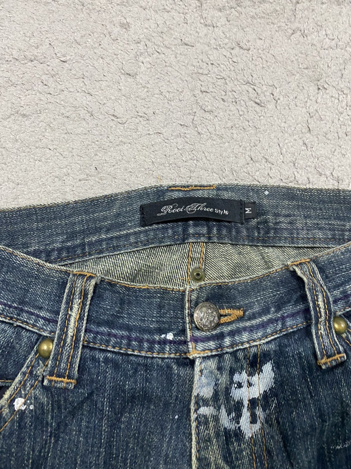 If Six Was Nine ROOT THREE Flared Paint Splashed Low Rise Denim Size US 31 - 5 Thumbnail
