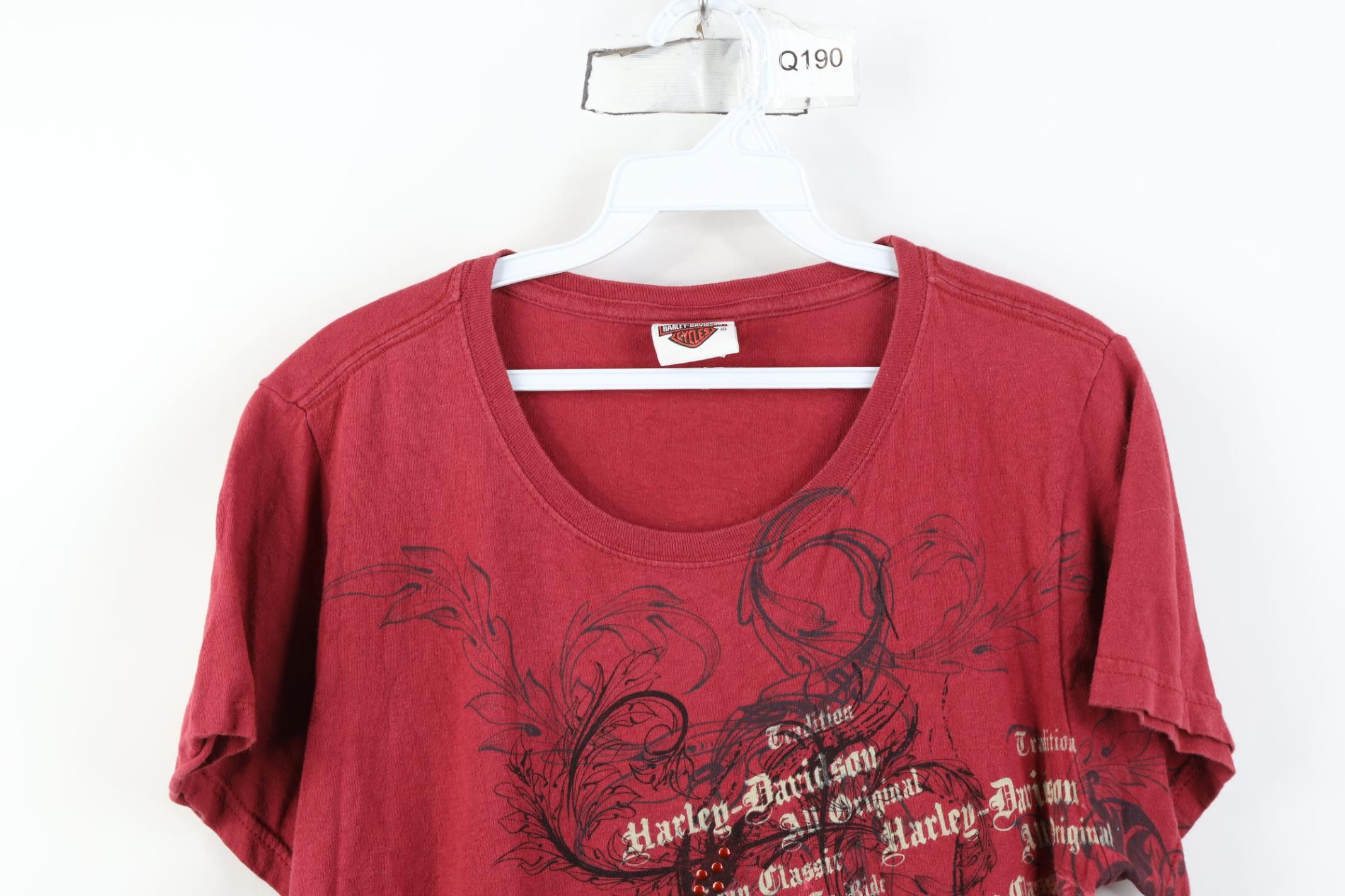 Harley Davidson Vintage Y2K Harley Davidson Tribal Floral Leaf T-Shirt Red Size XL / US 12-14 / IT 48-50 - 2 Thumbnail