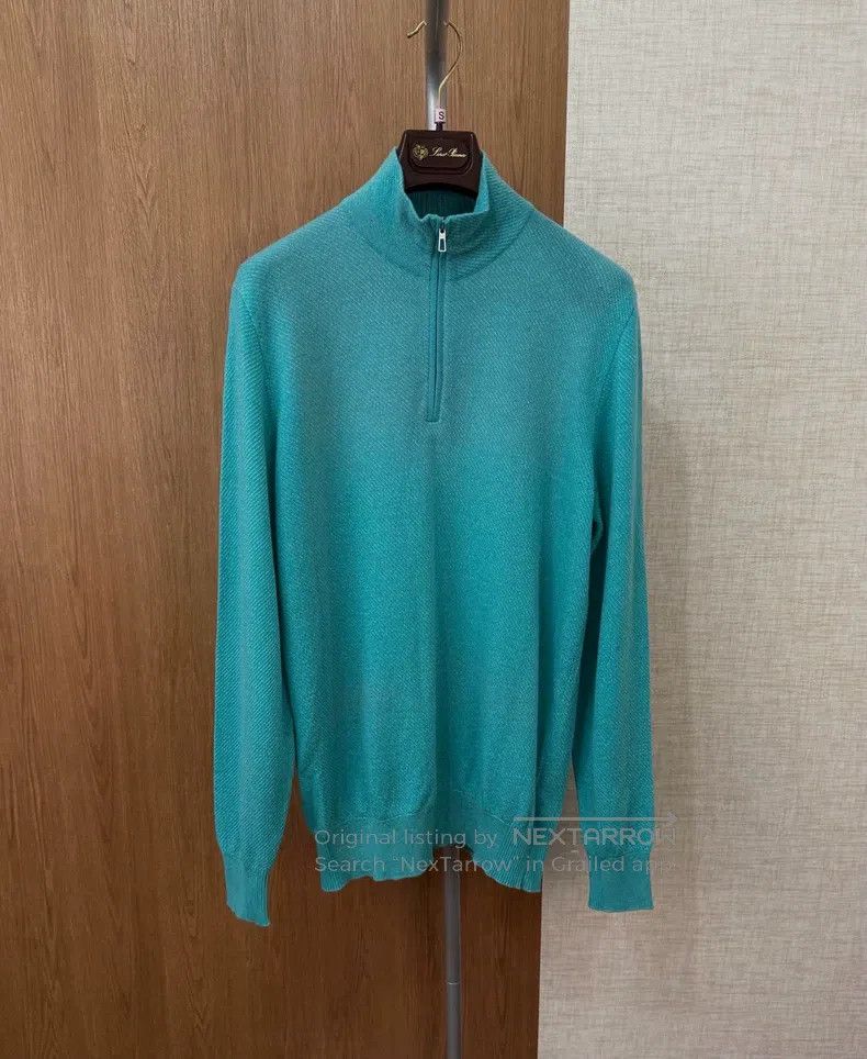 Loro Piana LORO PIANA Men's Zipper Knit Sweater 100% Cashmere with Ha Size US M / EU 48-50 / 2 - 4 Thumbnail