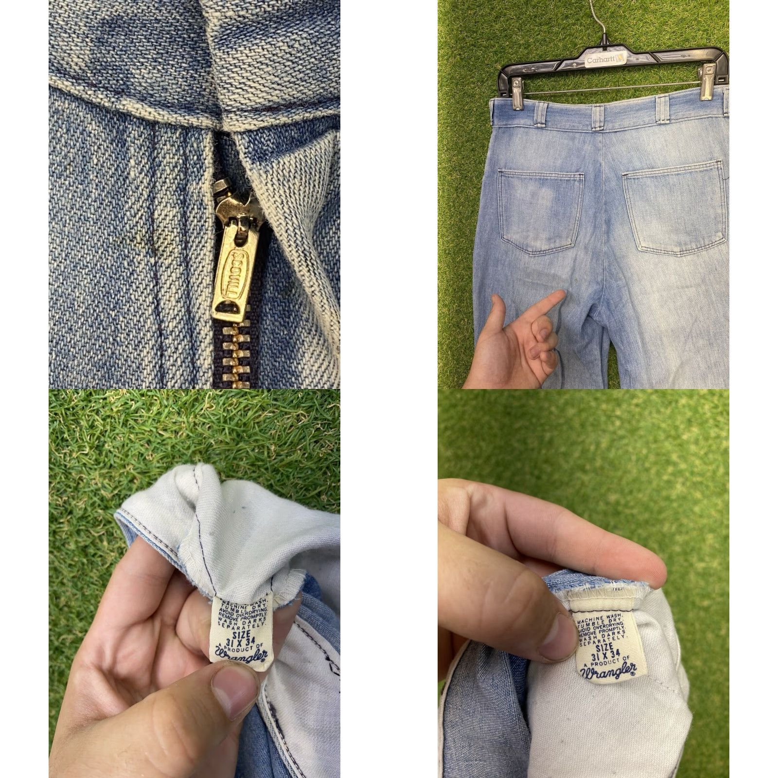 Wrangler VINTAGE Wrangler Bell Bottom Jeans Womens 31x34 70s Flare Low Rise Light Wash Blue Cotton Wrangler Jeans Womens 31x34 70s Bell Bottom Flare Vintage Size 24" / US 00 / IT 34 - 8 Thumbnail