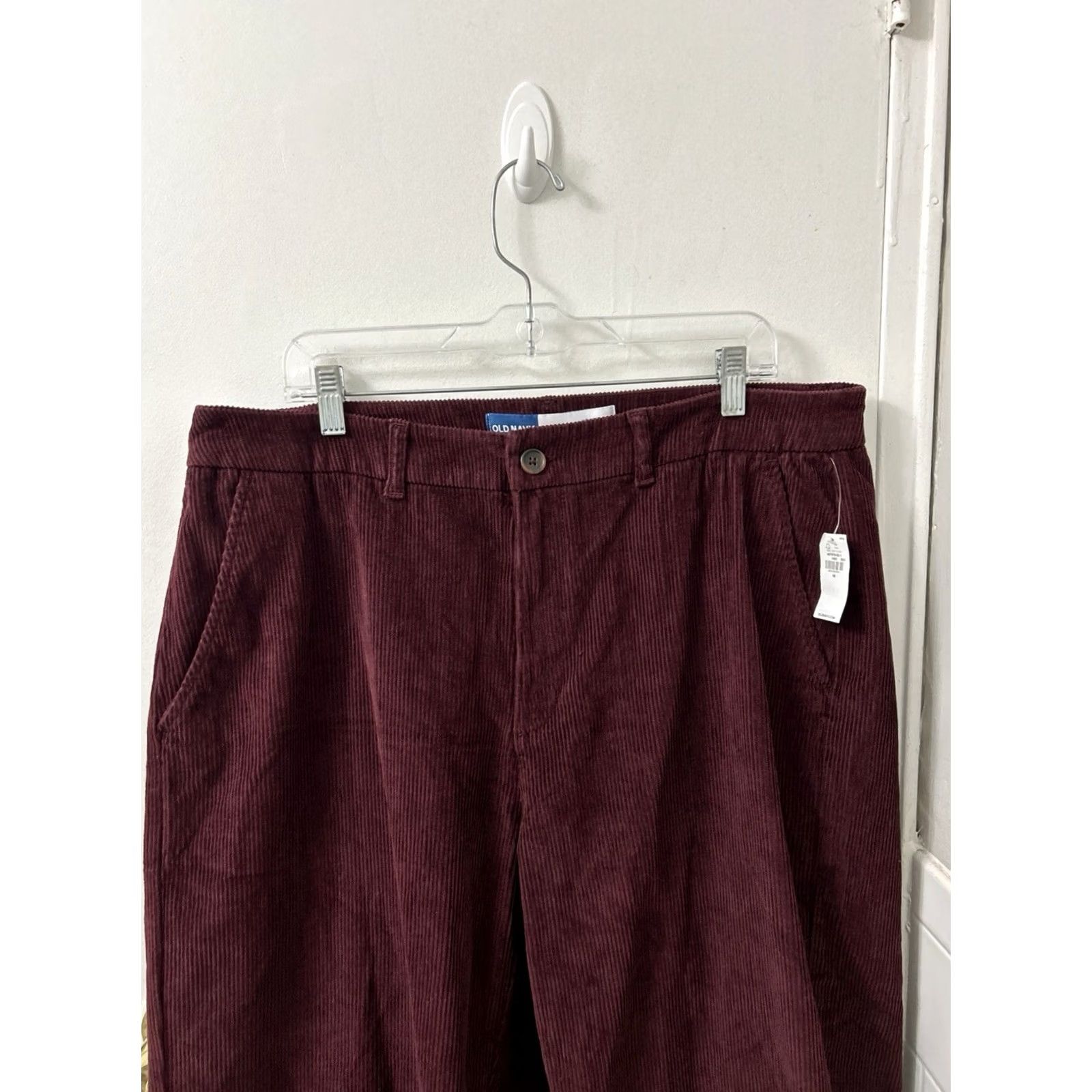 Old Navy Old Navy Womens Corduroy Pants Burgundy 16 Regular High Rise Wide-Leg NWT Size 38" / US 16 / IT 52 - 2 Thumbnail