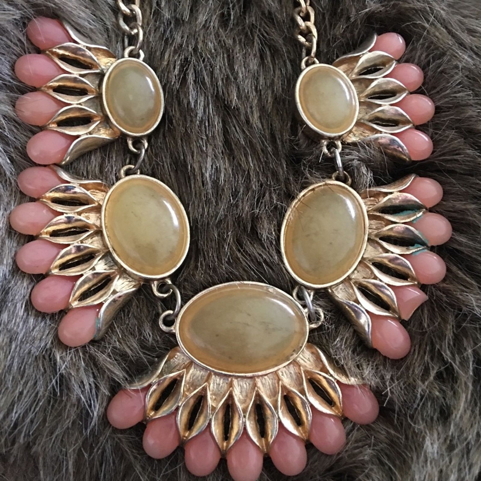 Vintage Vintage cabochon stone statement necklace Size ONE SIZE - 6 Thumbnail