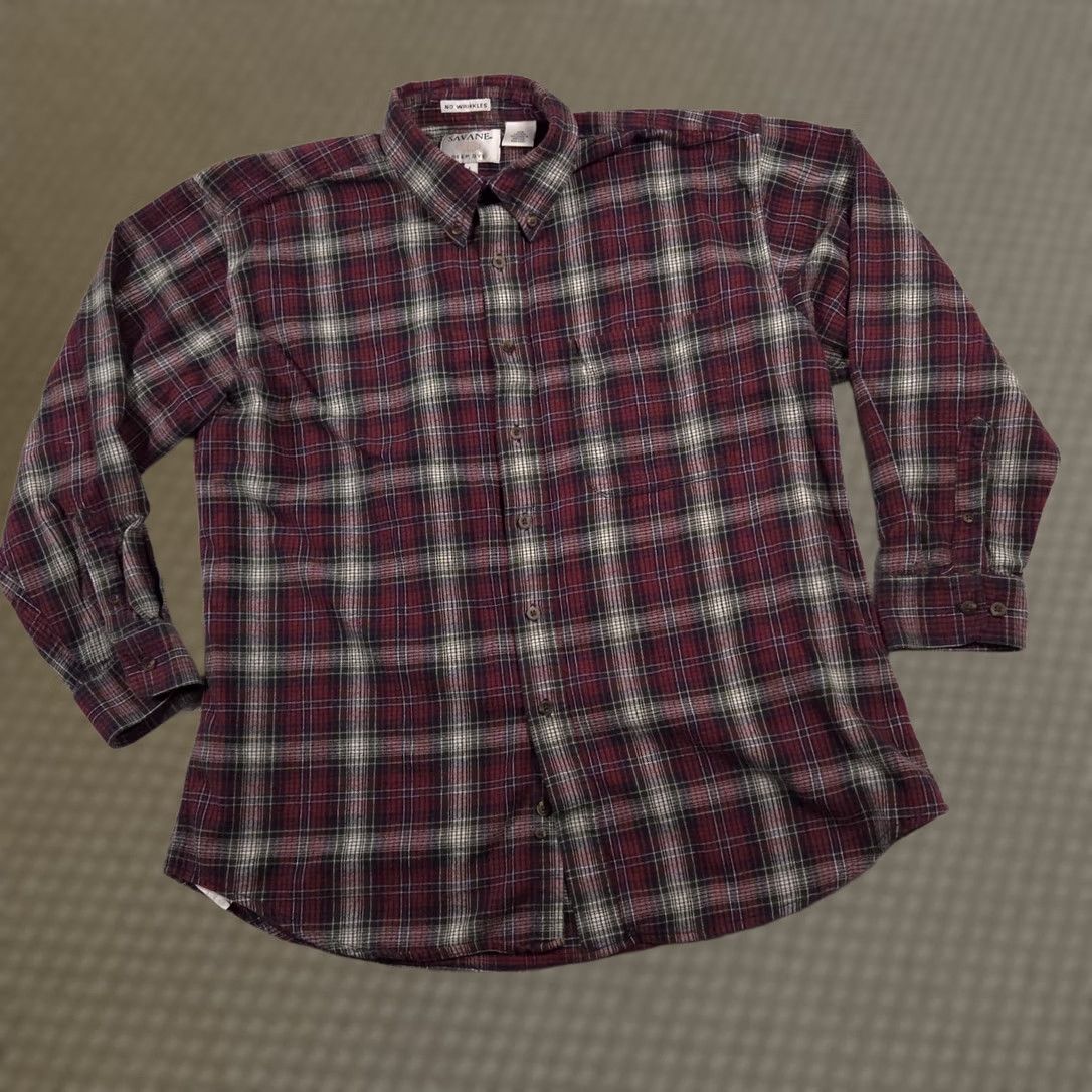 Savane Savane Shirt Plaid Button-Down Long Sleeve Red Cotton Flannel Wool? No, Cotton. Large Mens Regular Fit Outdoor Casual Workwear Travel Size US L / EU 52-54 / 3 - 1 Thumbnail