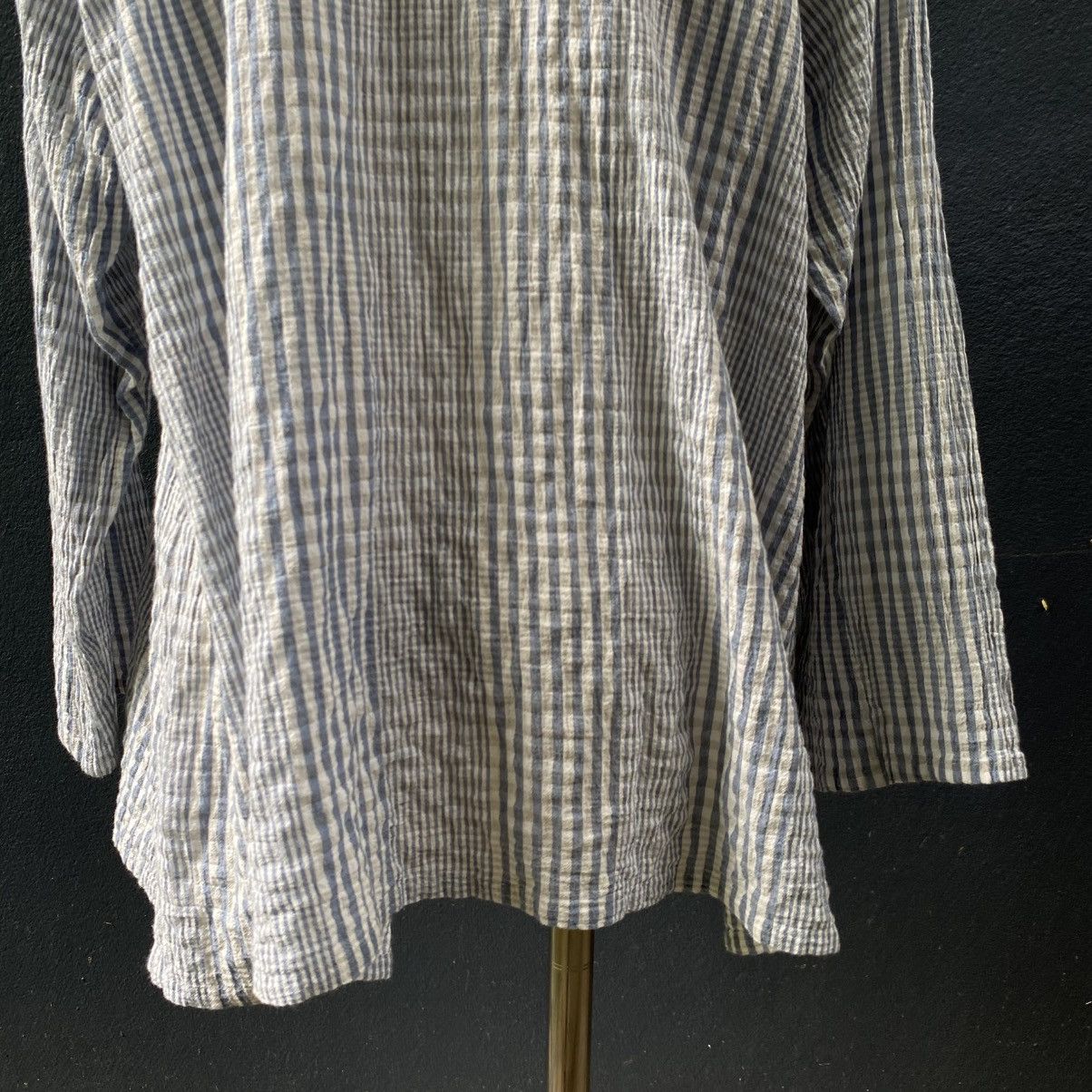 Issey Miyake Plantation Blue Striped Cotton Tunic Top Size M / US 6-8 / IT 42-44 - 10 Thumbnail