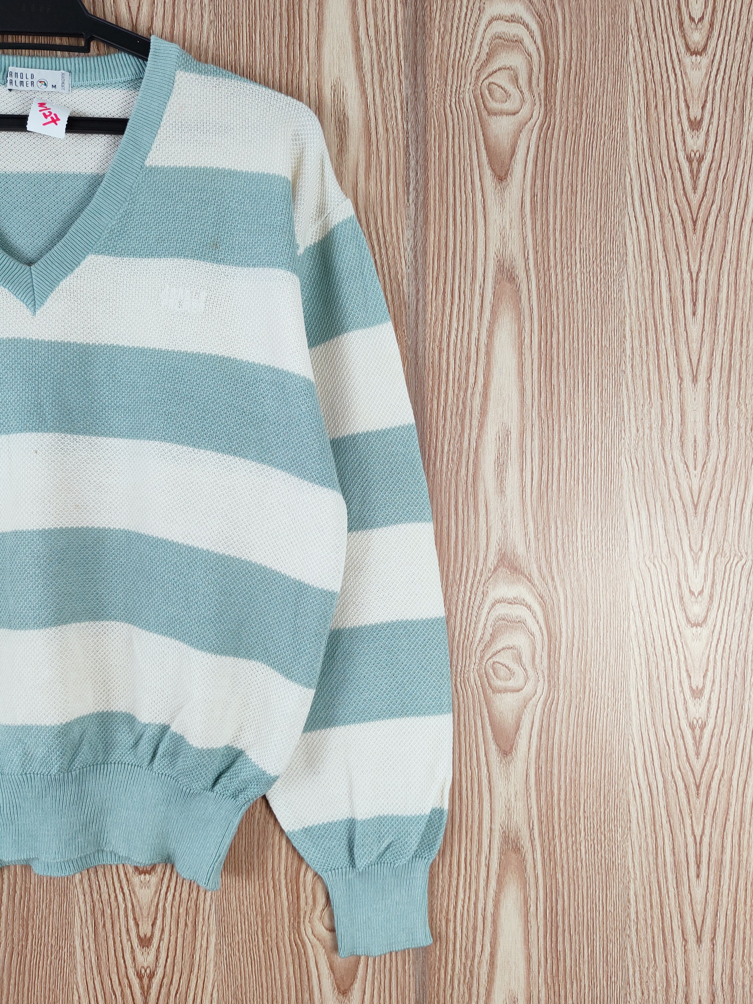 Japanese Brand Arnold Palmer Green Cream Stripe Knitwear Sweatshirts #W127 Size US M / EU 48-50 / 2 - 6 Thumbnail
