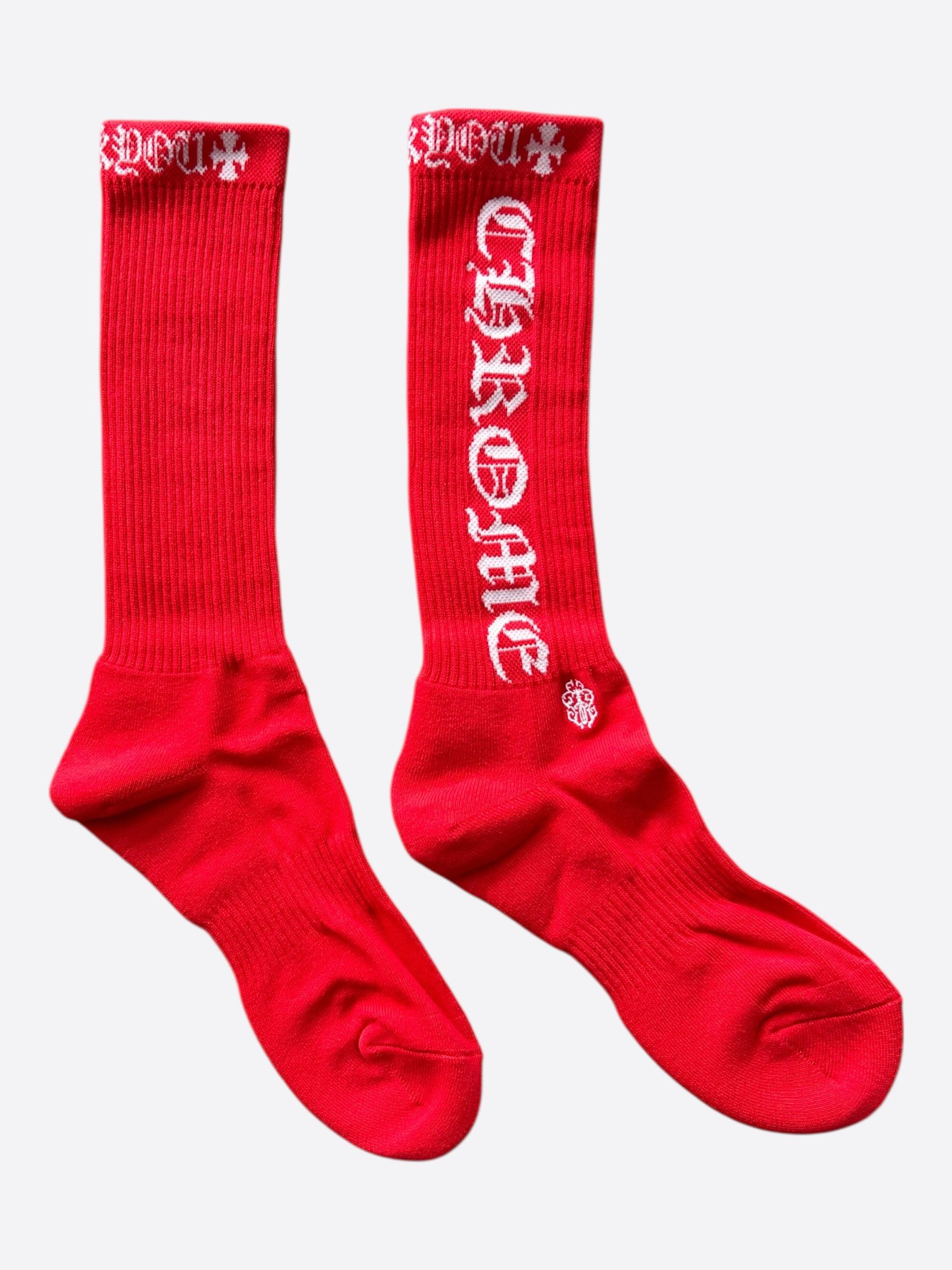 Chrome Hearts CH Fuck You Logo Socks White Red | Grailed