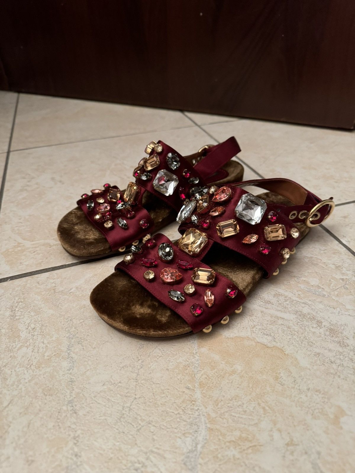 Dolce & Gabbana Dolce & Gabbana Crystal Flat Sandals Size US 7 / IT 37 - 1 Thumbnail