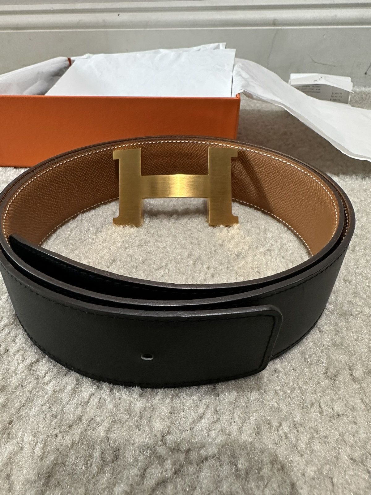 Hermes Hermès H Belt Buckle & Reversible Leather Strap 42MM Size 34 - 3 Thumbnail