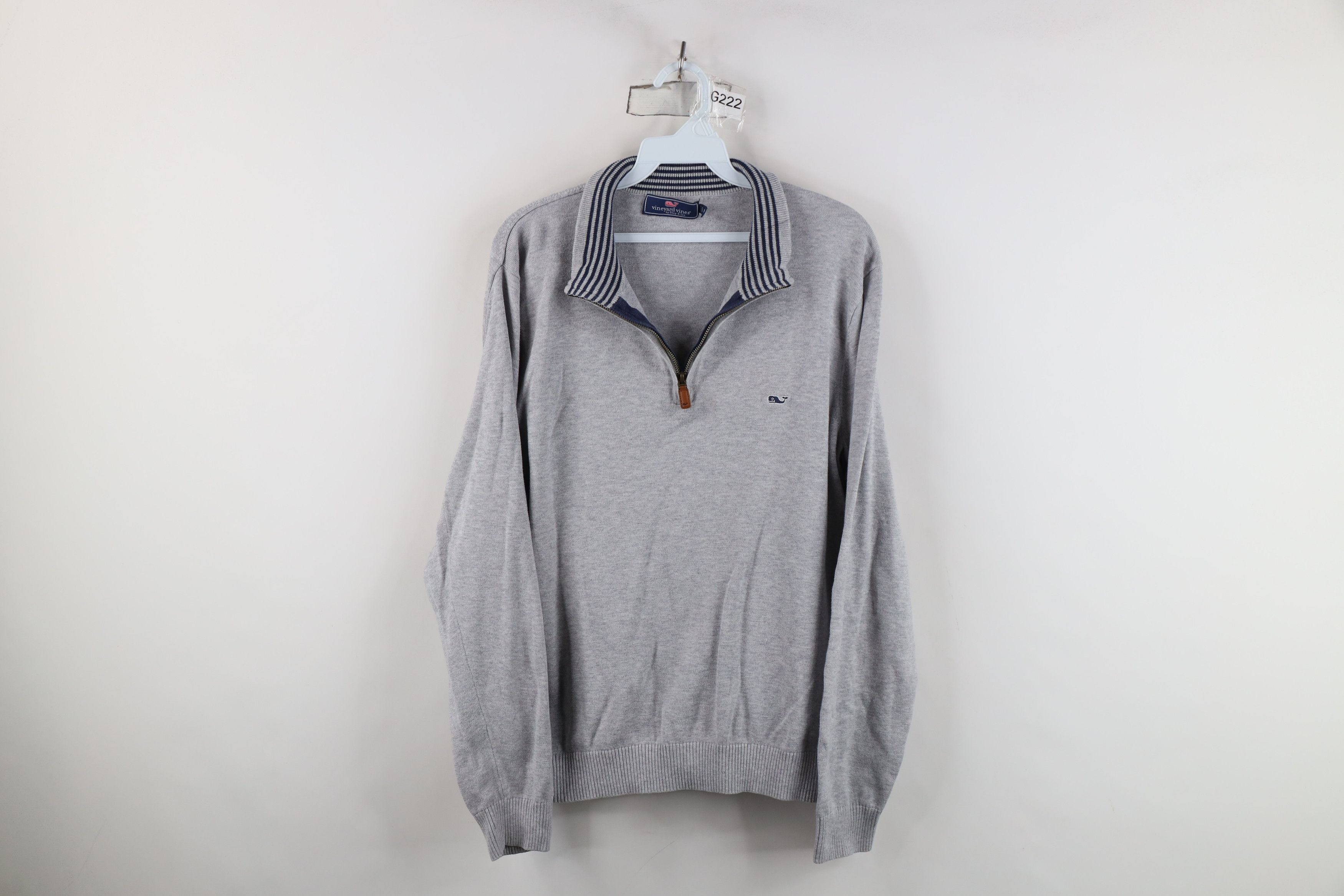 Vineyard Vines Vineyard Vines Logo Cotton Ribbed Knit Half Zip Sweater Gray Size US M / EU 48-50 / 2 - 1 Thumbnail