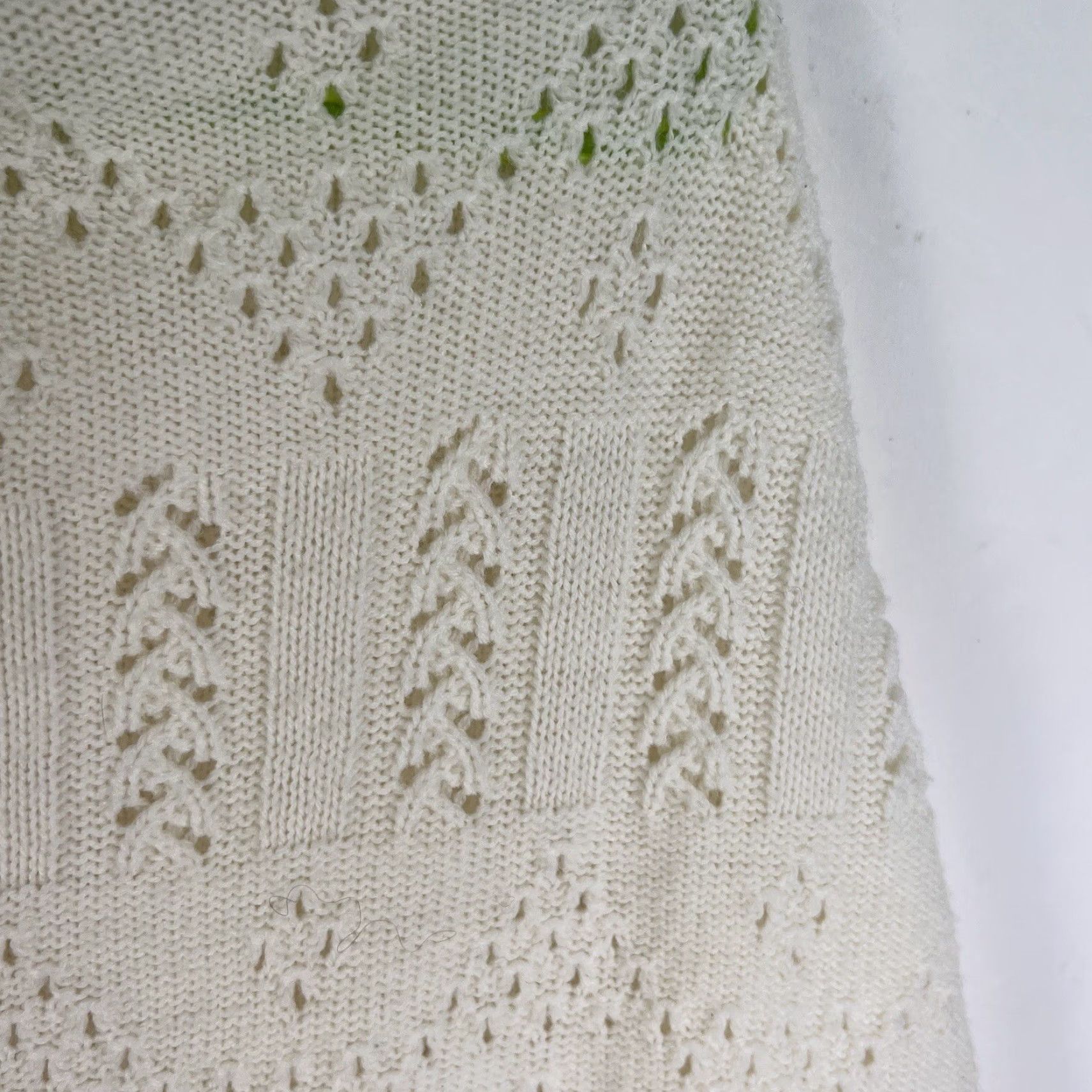 Vintage VINTAGE Sherry Gale Cardigan Poncho Sweater M Ivory Geometric Open-Knit Boho Collar Womens Size M / US 6-8 / IT 42-44 - 3 Thumbnail
