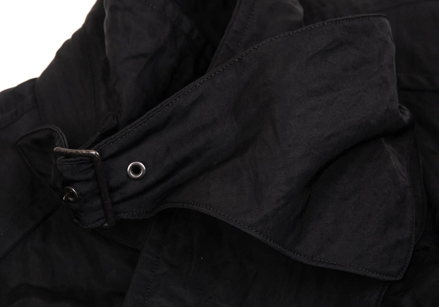 Issey Miyake Nylon Shirred Long Coat in Black, Size M Size US M / EU 48-50 / 2 - 5 Thumbnail