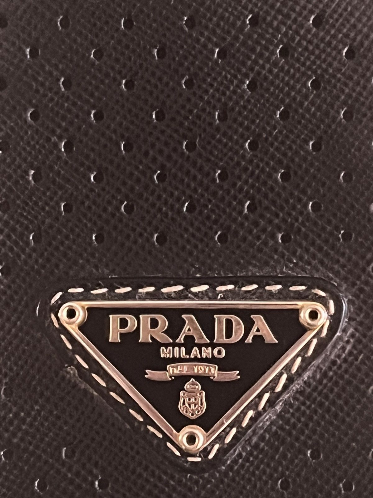 Prada Vintage Prada milano black/White Perforated Saffiano wallet Size ONE SIZE - 3 Thumbnail