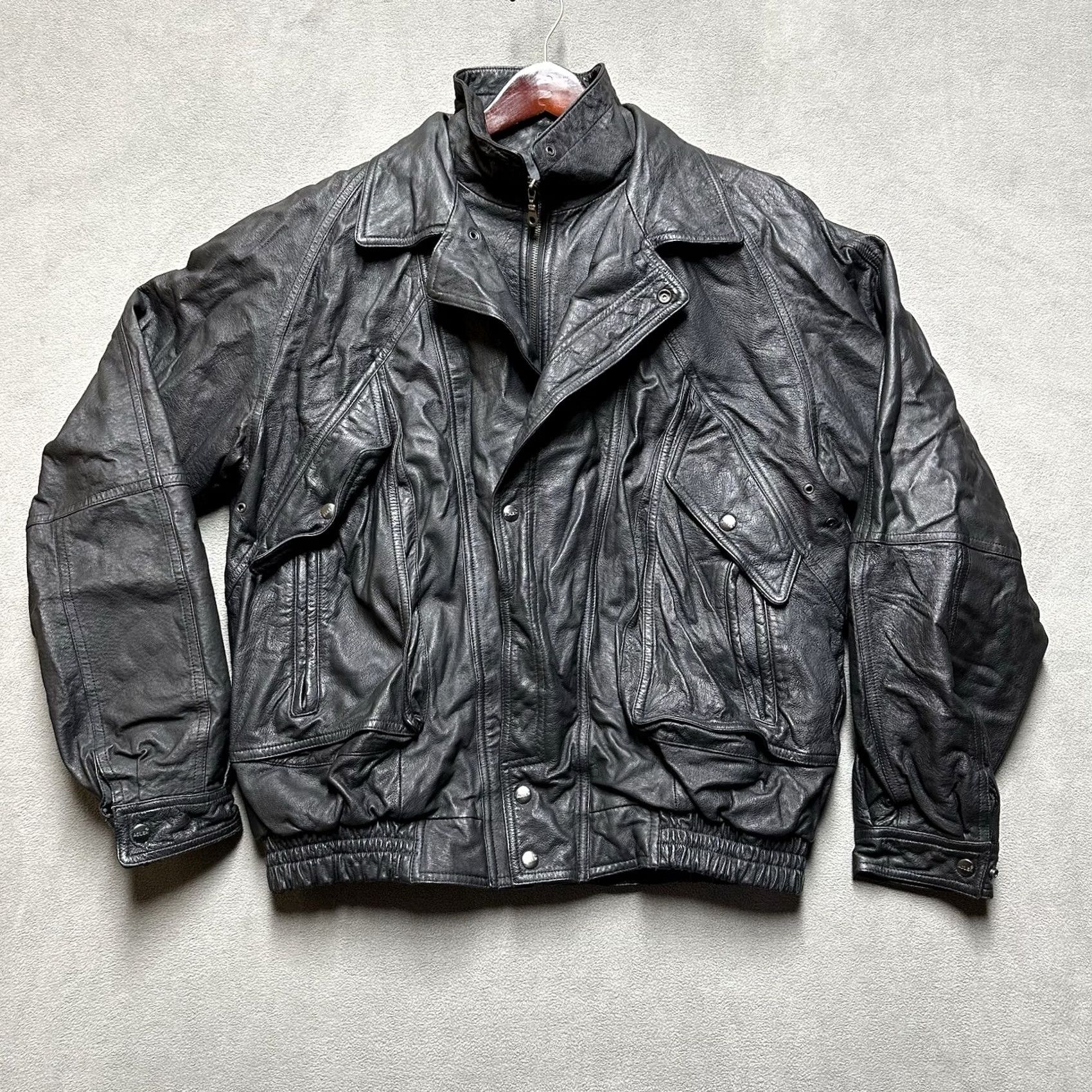 Vintage VINTAGE Adler Jacket Mens XLT Black Full Zip Pockets Quilted Bomber Leather EUC Size US XL / EU 56 / 4 - 2 Thumbnail