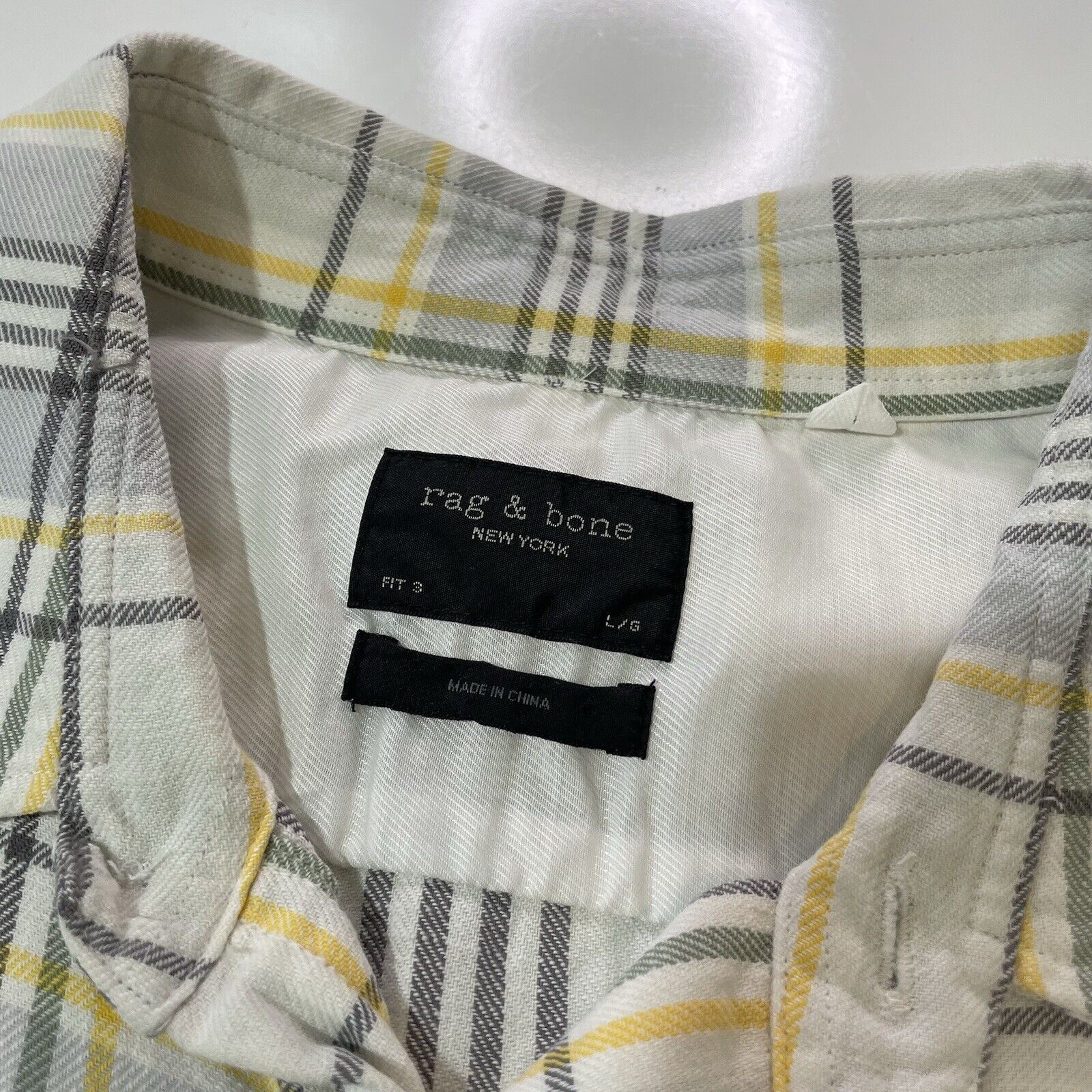 Rag & Bone Rag & Bone Men’s Fit 3 Casual Shirt Checks Ivory/White L Size US L / EU 52-54 / 3 - 5 Thumbnail
