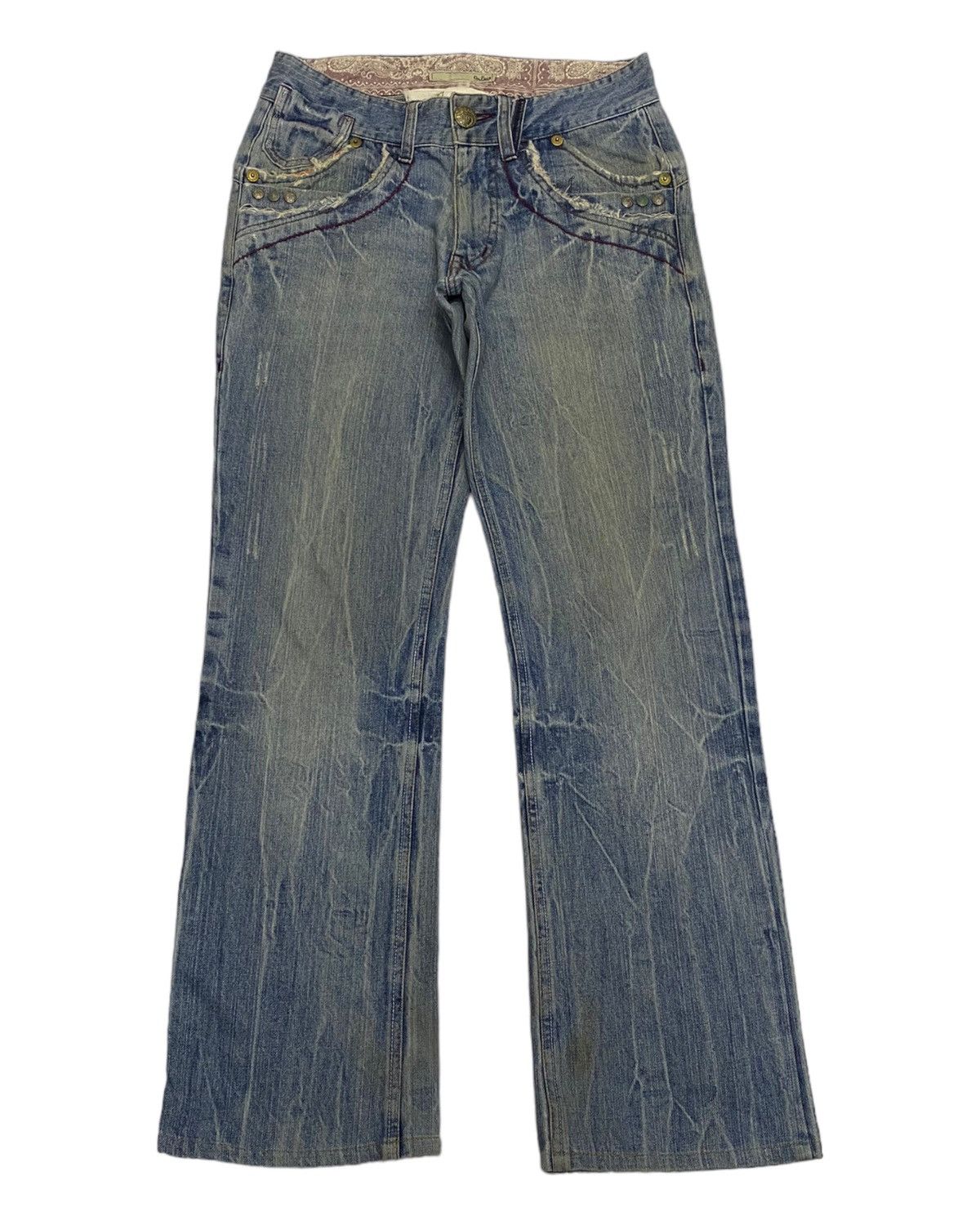 FLARE JEANS🔥OILCAKE DISTRESSED DENIM FLARE DENIM JEANS