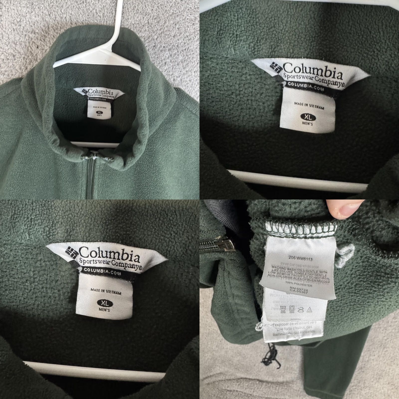 Logo 7 Columbia Fleece Jacket Mens XL Green Full Zip Stand Collar WM6113 Logo Zipper Pockets Size US XL / EU 56 / 4 - 8 Thumbnail