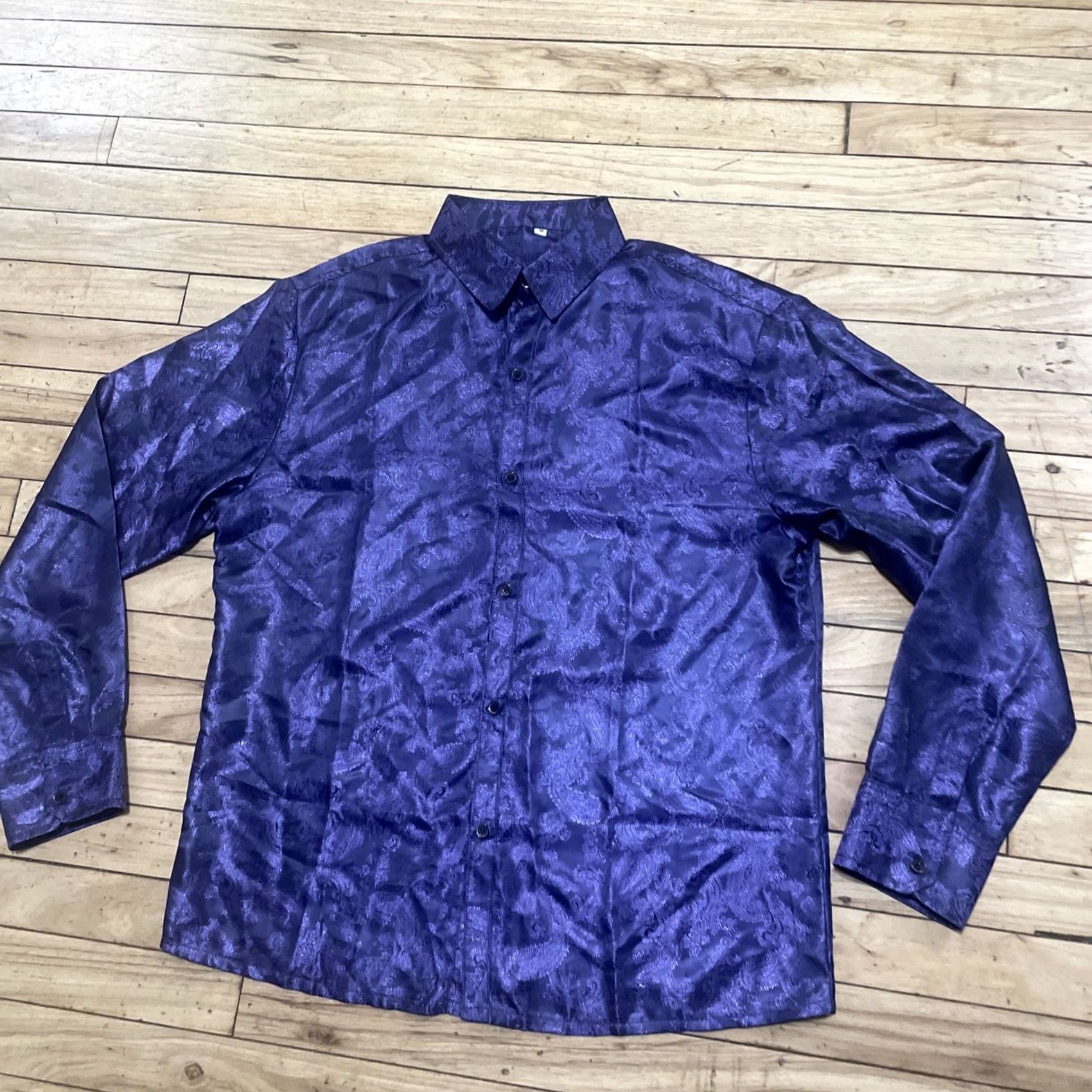 Vintage VINTAGE Royal Purple Brocade Baroque Button Shirt Adult M Jewel Tone 1970s Disco Club Mens Size US M / EU 48-50 / 2 - 4 Thumbnail