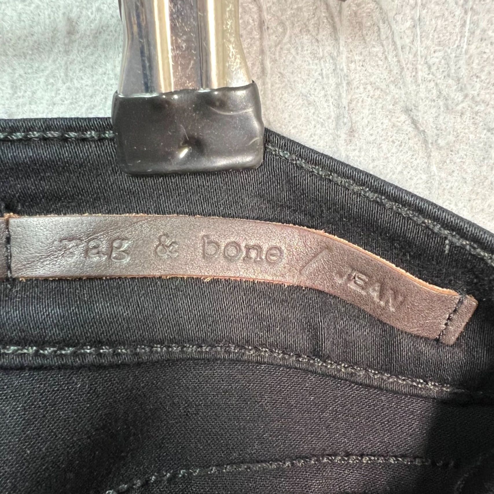 Rag & Bone rag & bone Womens Skinny Moto Jeans Black Leather Accent 28 Rag & Bone Jeans Slim 5-Pocket Denim Womens 28 Black Leather Accent Size 28" / US 6 / IT 42 - 3 Thumbnail