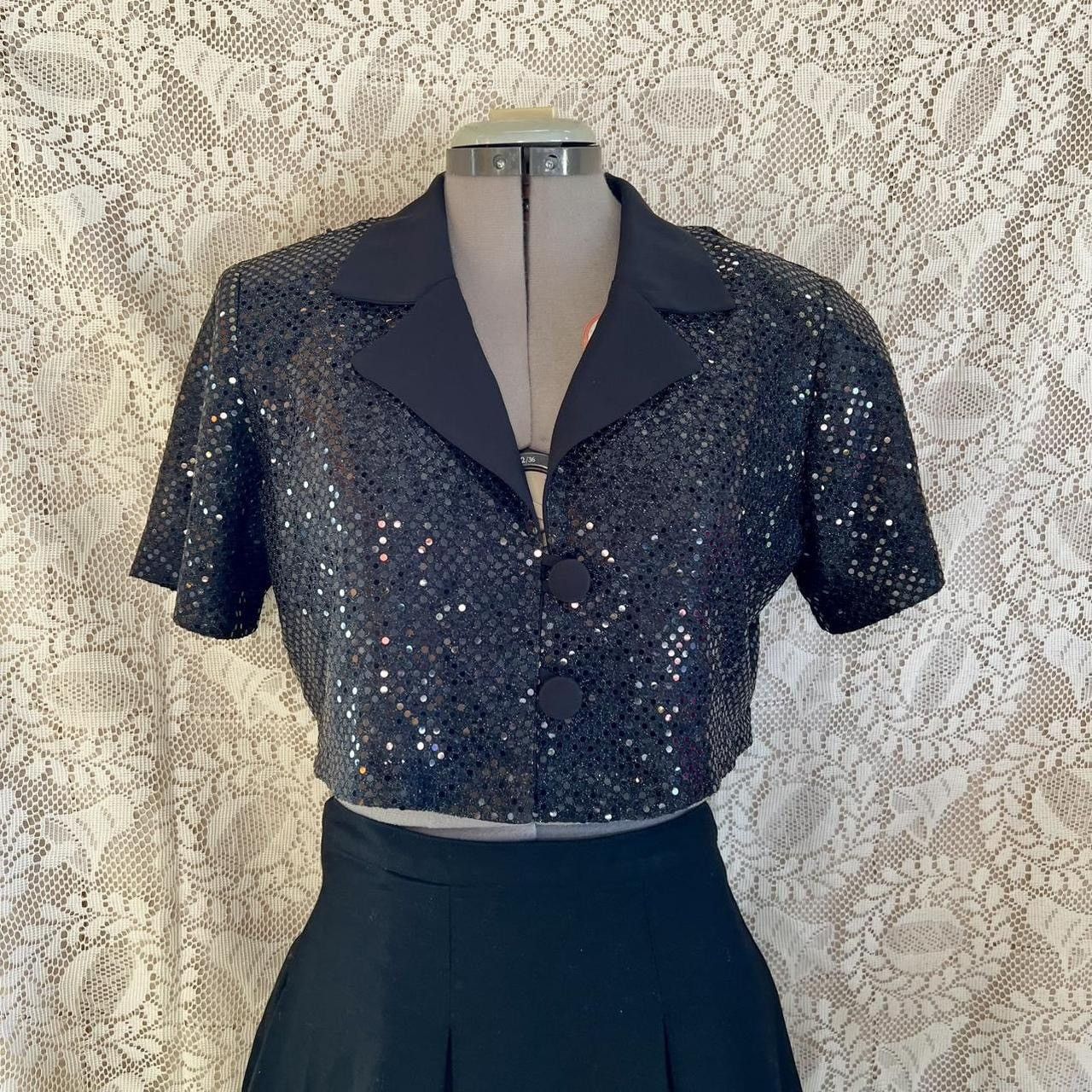 Other Vintage black sequin crop blazer by Molly Malloy Size L / US 10 / IT 46 - 2 Thumbnail
