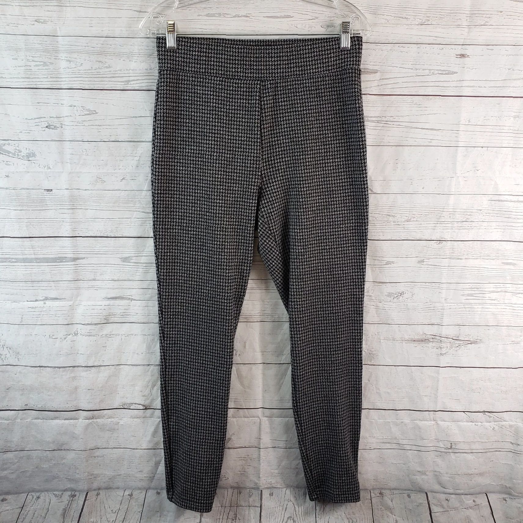 Ann Taylor Ann Taylor LOFT Womens Pants Sz Medium Black Gray High Rise Pull On Skinny Knit Size 32" / US 10 / IT 46 - 2 Thumbnail