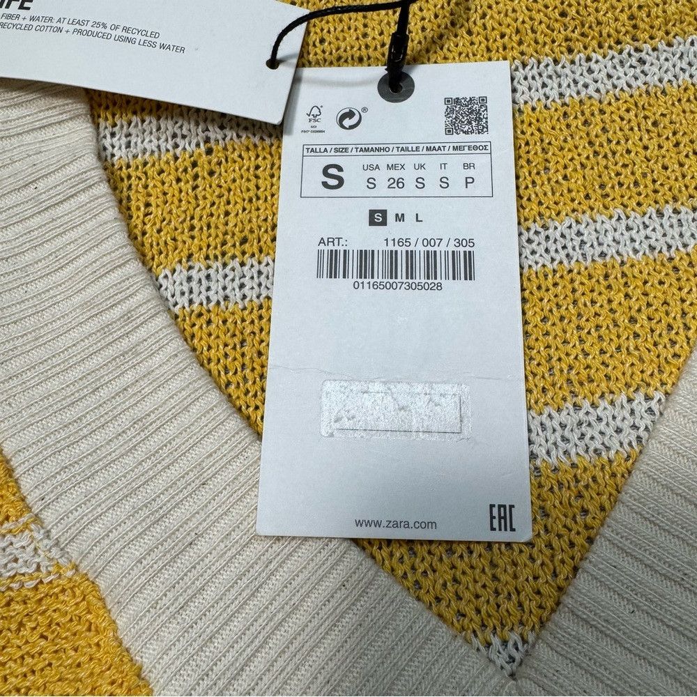 Zara NWT New Zara Yellow White Striped Knit Top Size S Size S / US 4 / IT 40 - 8 Thumbnail