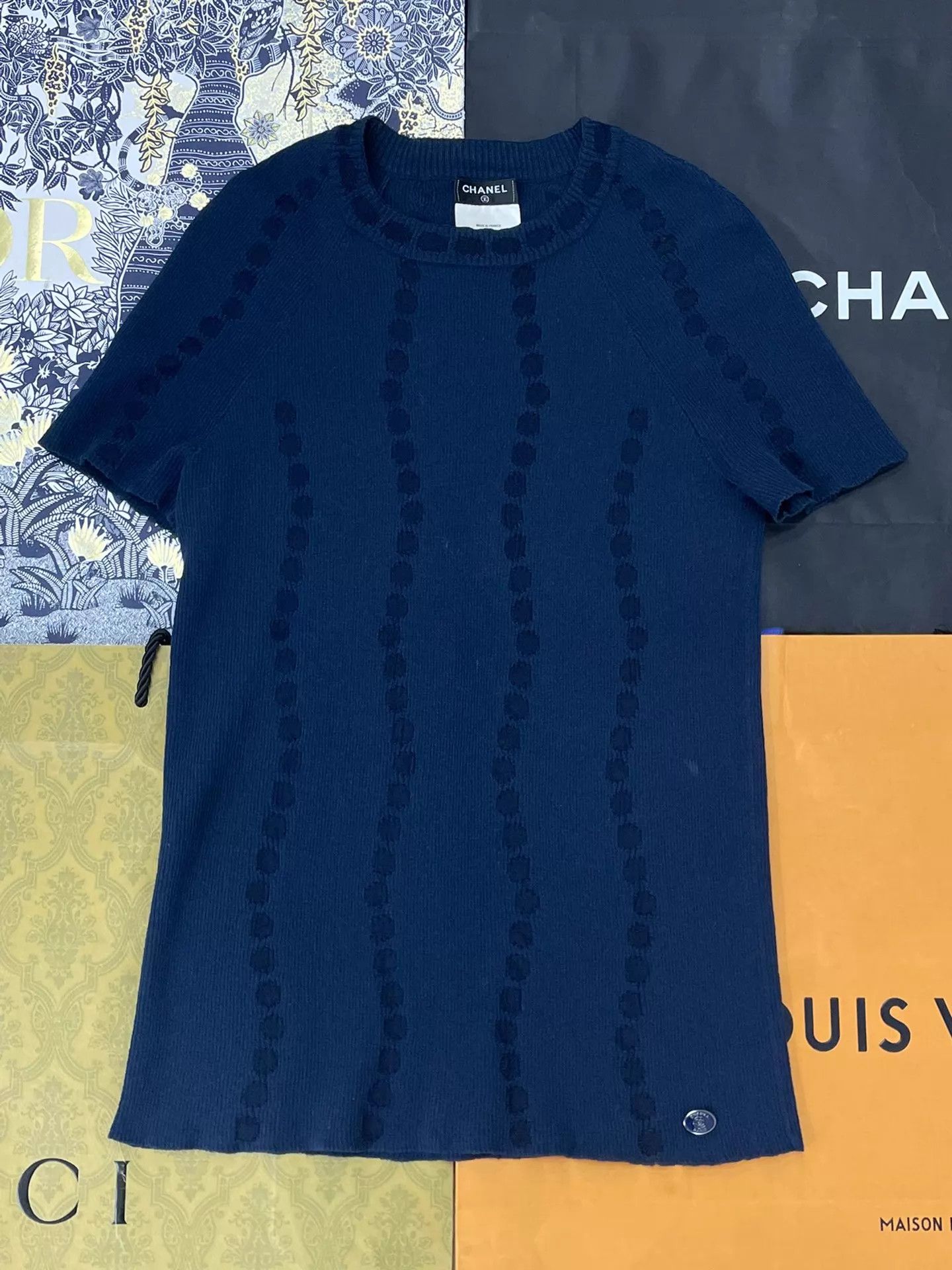 Chanel Chanel Blue Knit Loose-Fit Dress 40 Size M / US 6-8 / IT 42-44 - 1 Thumbnail