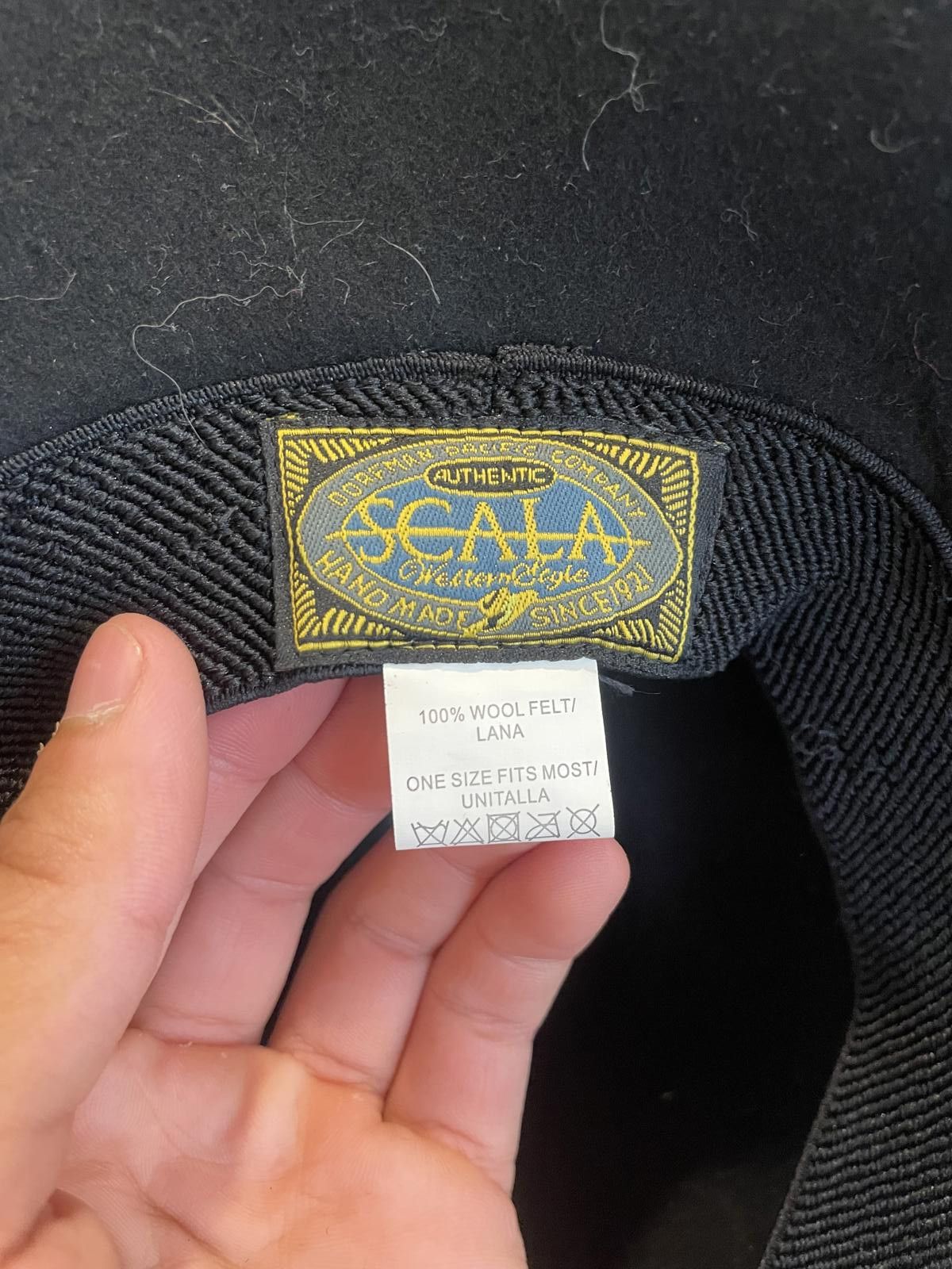 Black Scale Scala Authentic Black Wool Felt Cowboy Hat Size ONE SIZE - 4 Thumbnail