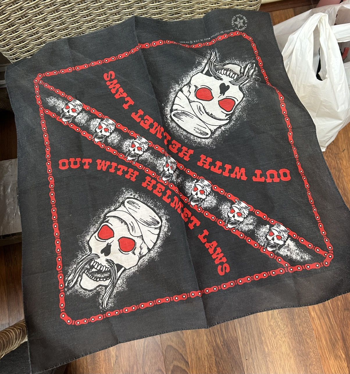 Vintage Vintage Out With Helmet Laws Biker Riders Bandana USA Made Size ONE SIZE - 1 Thumbnail