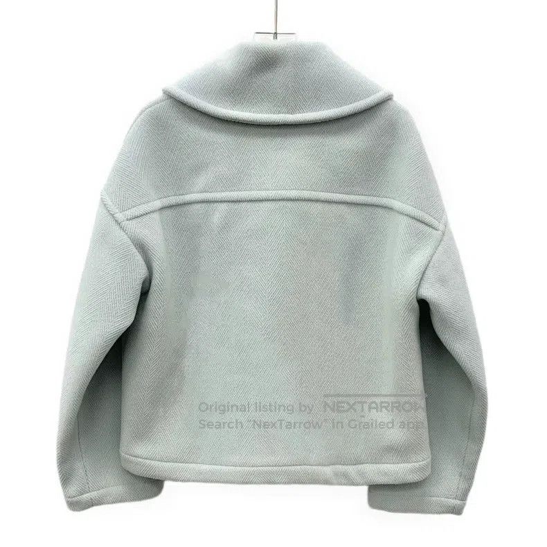 Hermes Hermes Light Blue Cashmere Lapel Long Sleeve Short Coat Size XS / US 0-2 / IT 36-38 - 2 Thumbnail