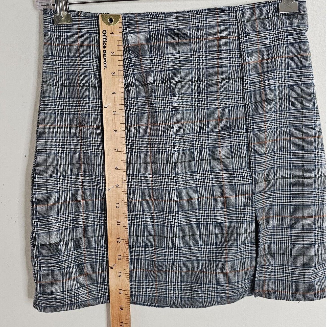 Other NWT Windsor Gray Plaid High Waist Side Slit Mini Skirt S Size 27" / US 4 / IT 40 - 5 Thumbnail