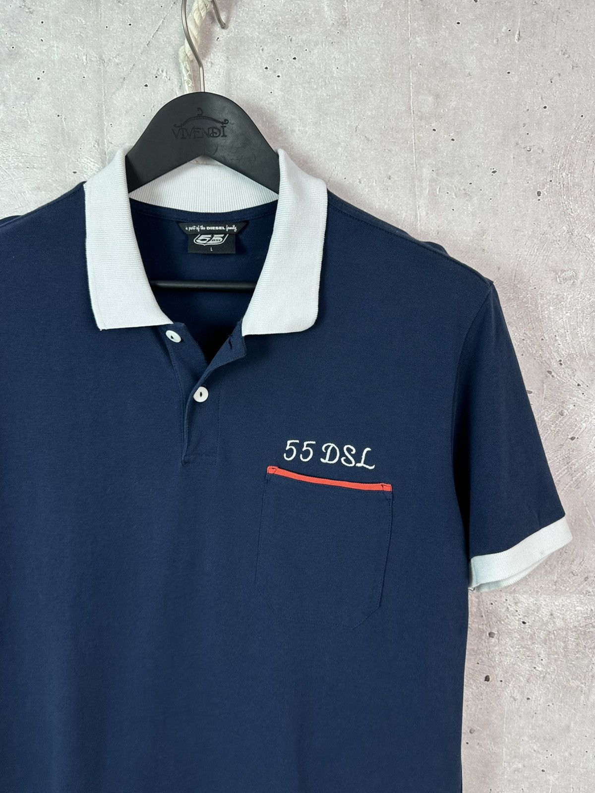 Diesel Diesel 55 Navy Blue Cotton Short Sleeve Men’s Polo Size US L / EU 52-54 / 3 - 2 Thumbnail