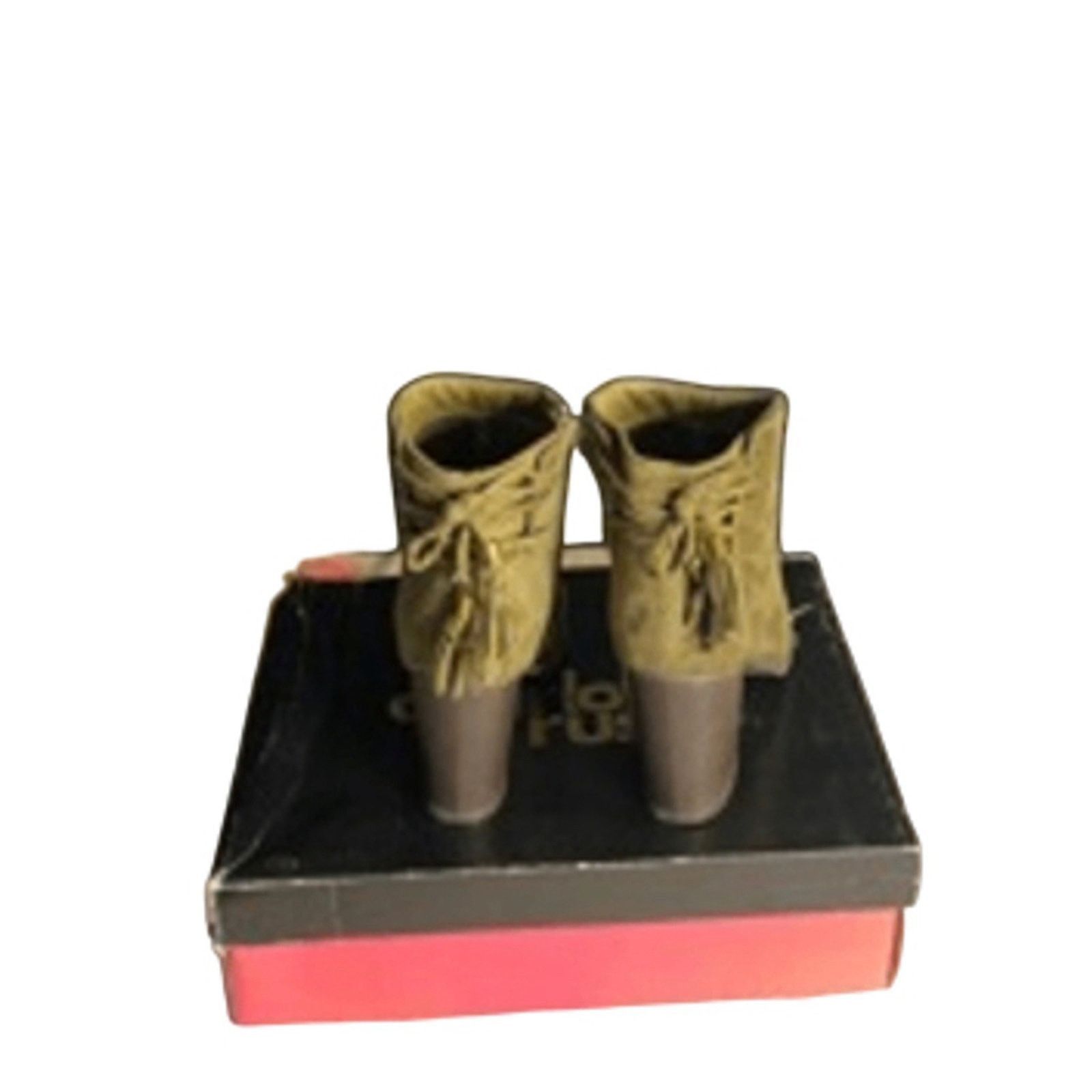 Other Boho Chic Olive Suede Block Heel Ankle Boots “Stacey” 7 Size US 7 / IT 37 - 4 Thumbnail