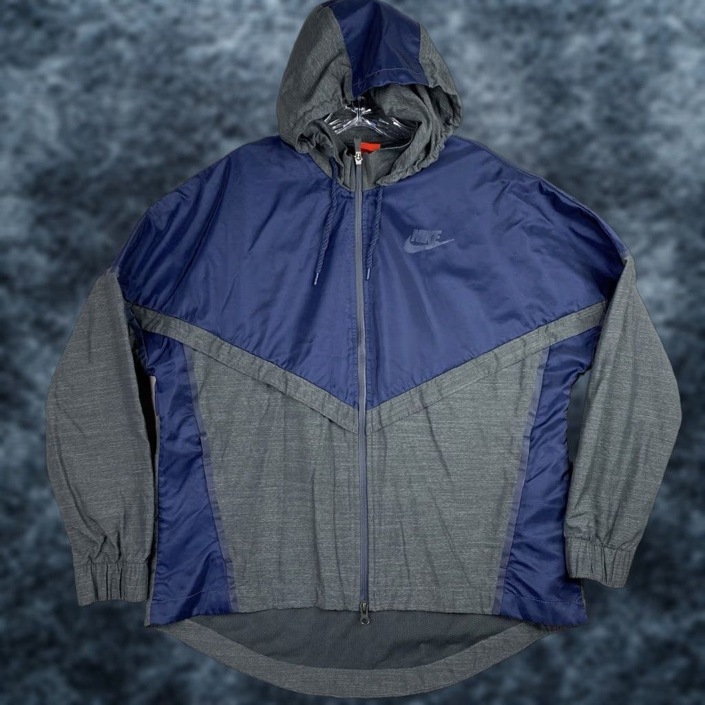 VINTAGE Nike Windrunner Windbreaker Jacket Mens XL Blue Gray Hooded Full Zip Lightweight