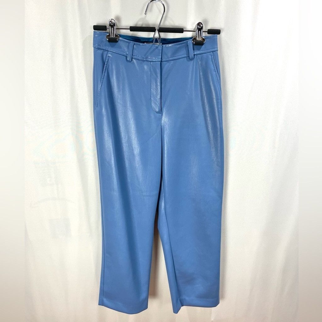 Other Babaton Command Blue Faux Leather Straight Ankle Pants US 6 Size 28" / US 6 / IT 42 - 2 Thumbnail