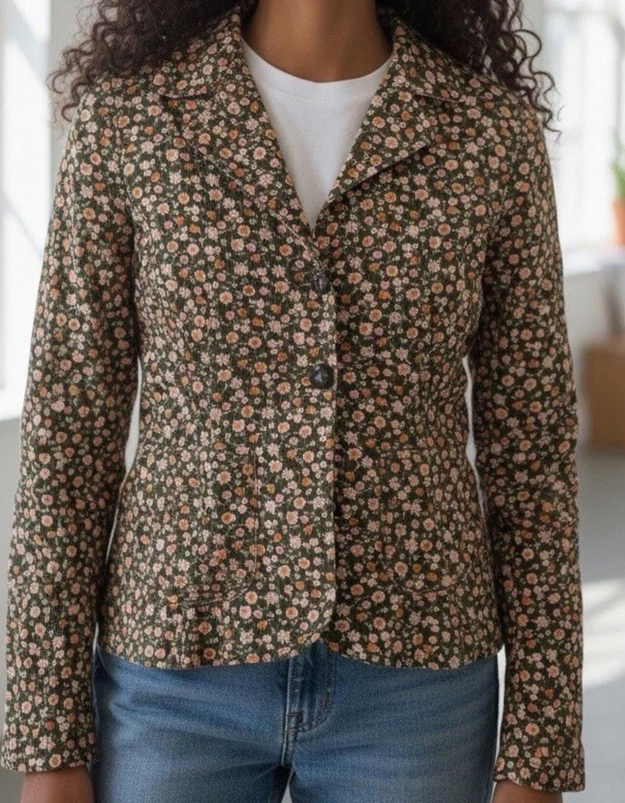 Mossimo Mossimo Women M Floral Corduroy Blazer Jacket Size 38R - 1 Thumbnail