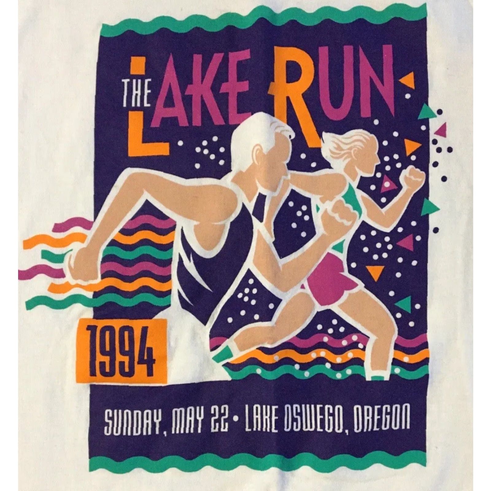 Vintage Vtg 90s Oregon Lake Run Marathon Shirt L Oswego Track PE Vaporwave Surf Grunge Size US L / EU 52-54 / 3 - 3 Thumbnail