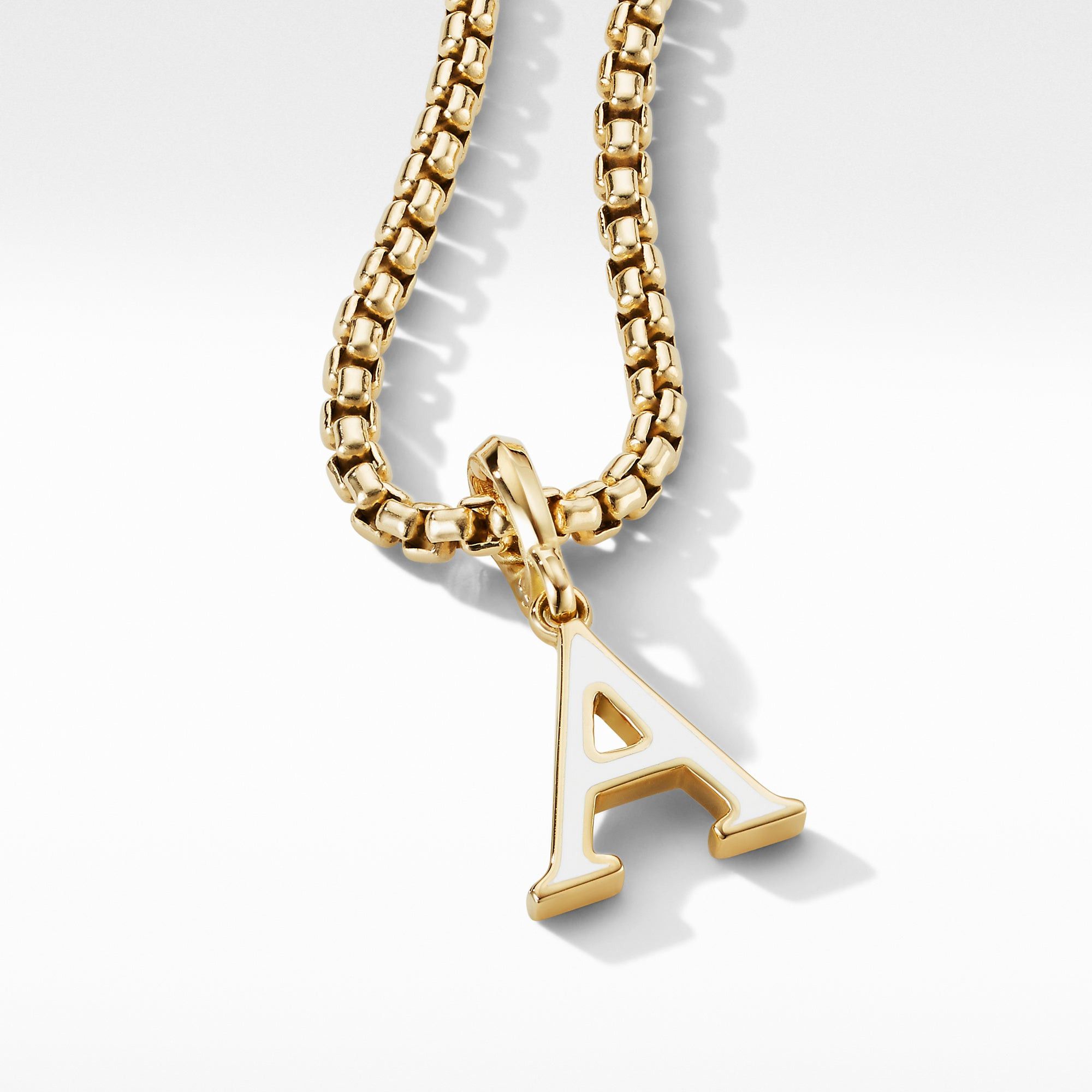 David Yurman o1w1db10325 Initial Charm in White Enamel A with Yellow Gold Size ONE SIZE - 3 Thumbnail