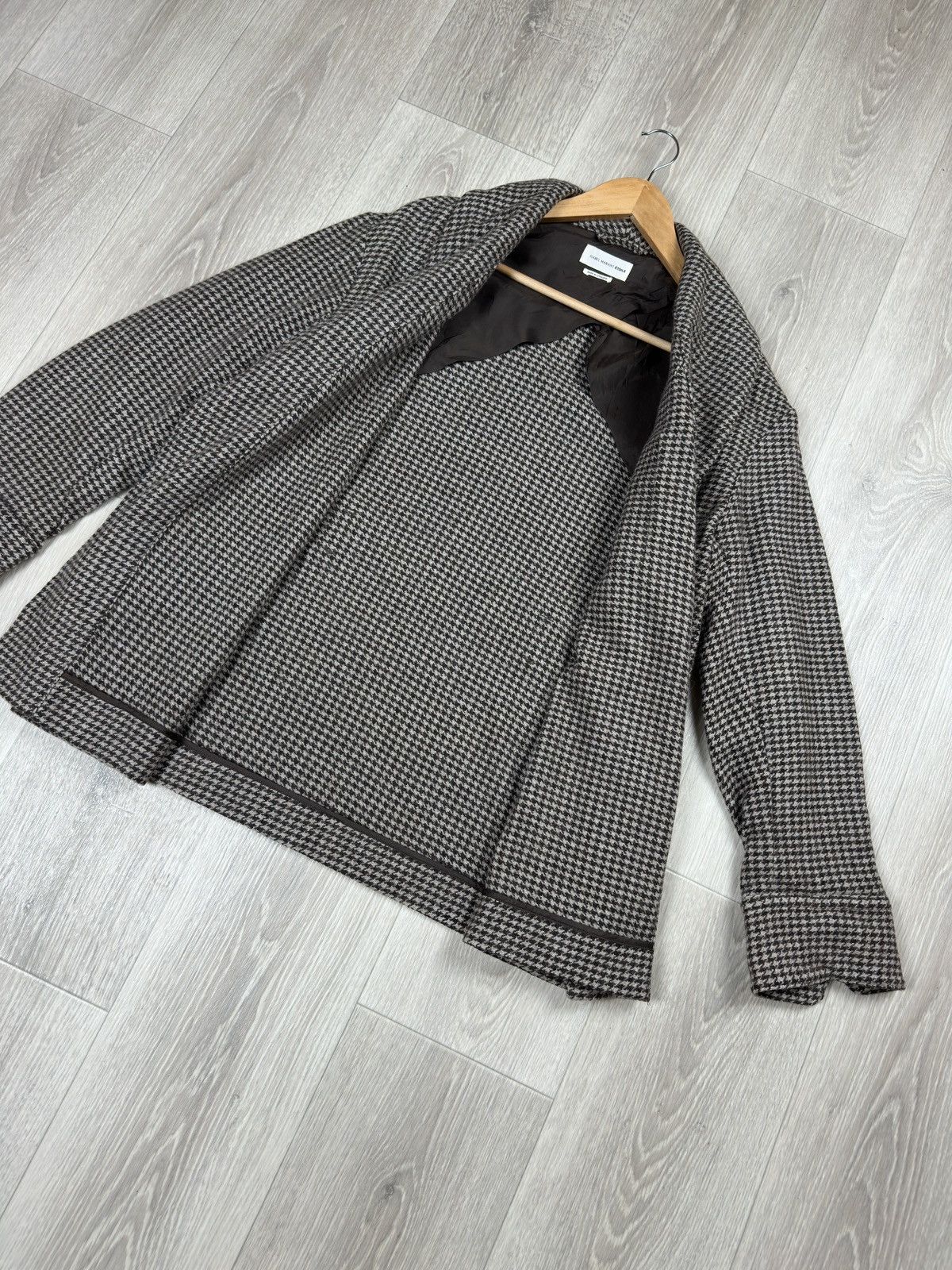Isabel Marant Etoile Isabel Marant Etoile Beige Brown Houndstooth Wool Blazer Size XS / US 0-2 / IT 36-38 - 6 Thumbnail