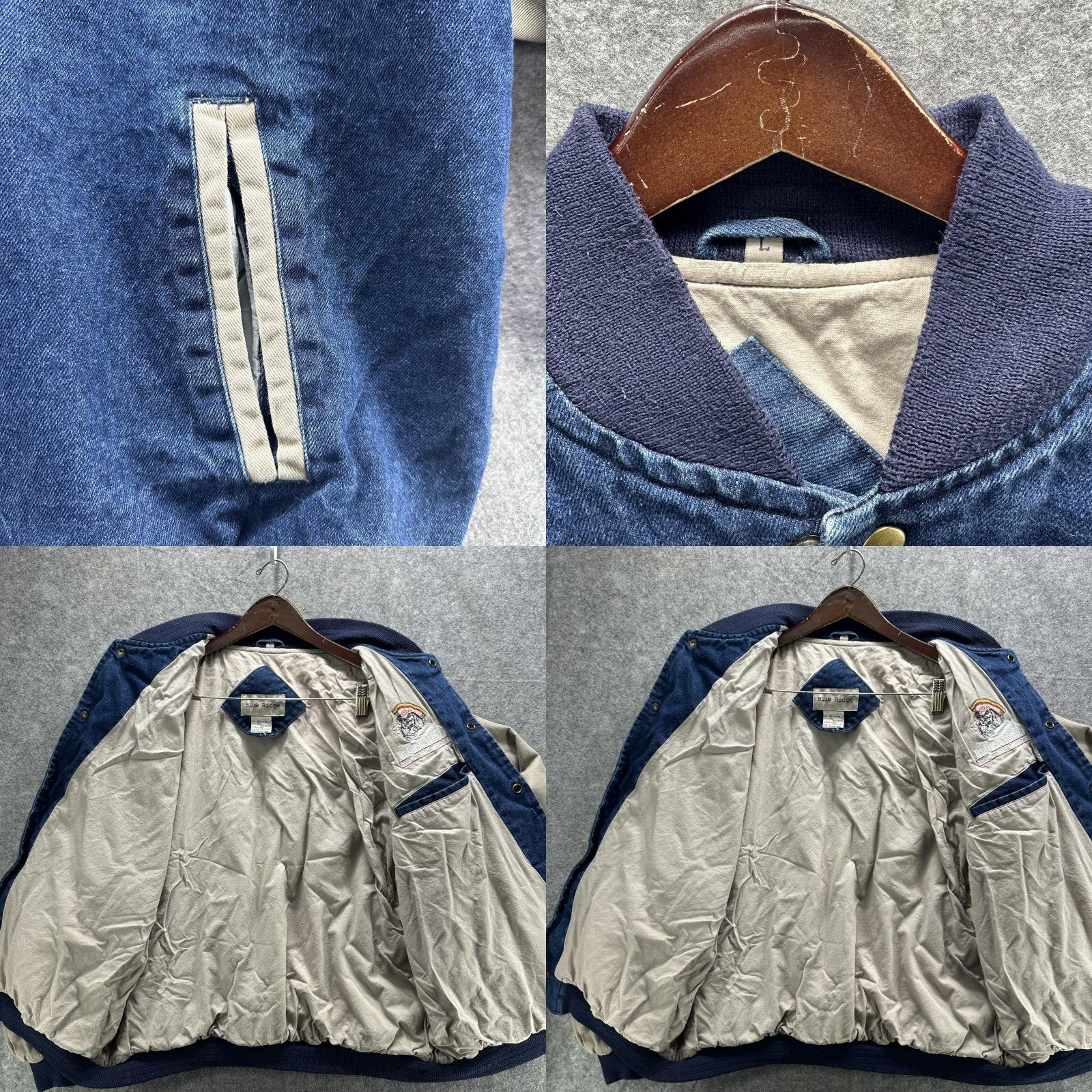 Vintage VINTAGE Blue Ridge Captain Morgan Jacket Mens L Blue Denim Varsity Jacket Cotton Lined Embroidered Logo 90s Casual Size US L / EU 52-54 / 3 - 8 Thumbnail